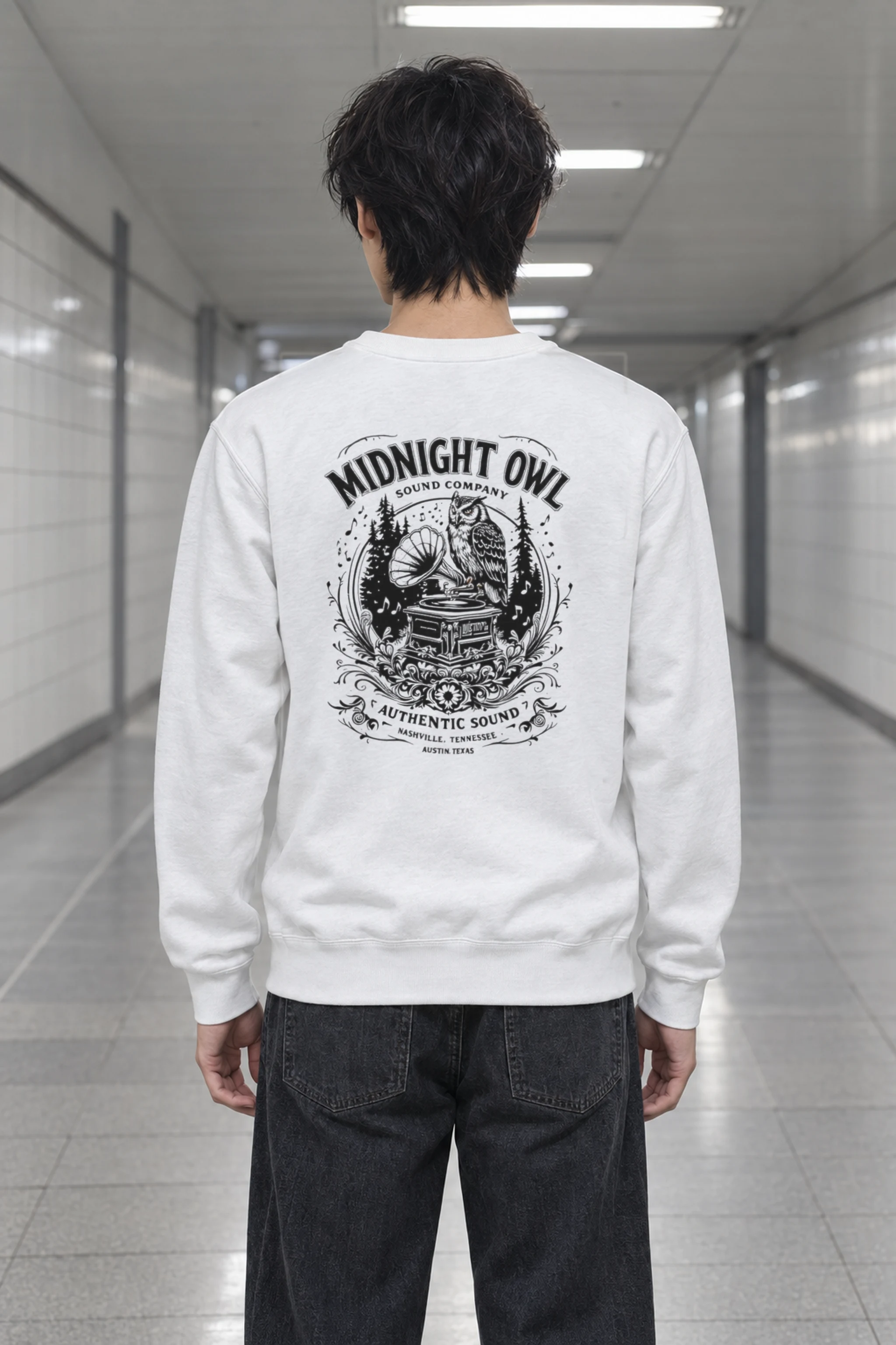 "Midnight Owl Sound" Heavy Blend Unisex Crewneck Sweatshirt