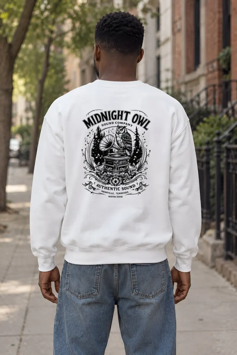 "Midnight Owl Sound" Heavy Blend Unisex Crewneck Sweatshirt