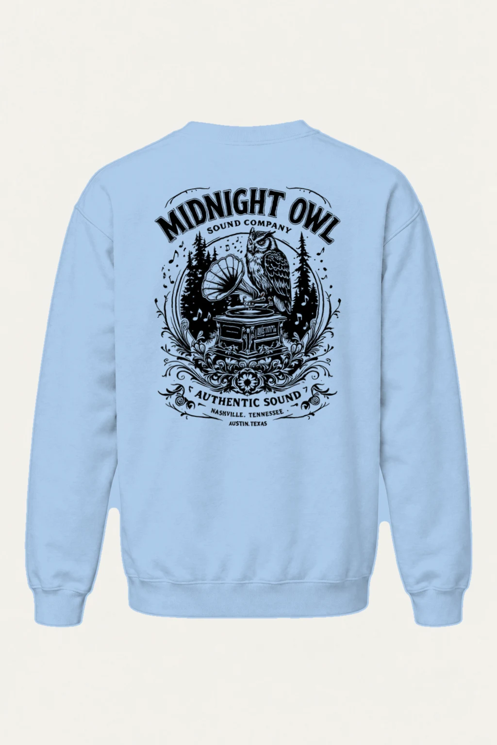 "Midnight Owl Sound" Heavy Blend Unisex Crewneck Sweatshirt | Gildan 18000