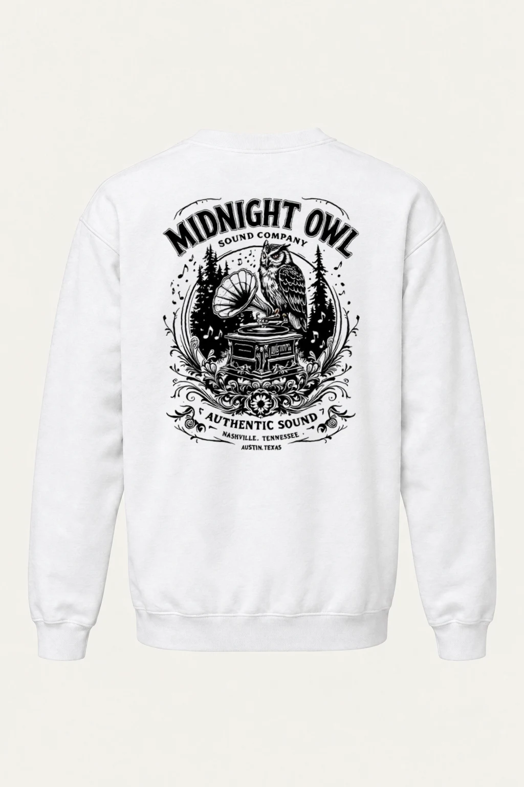 "Midnight Owl Sound" Heavy Blend Unisex Crewneck Sweatshirt | Gildan 18000