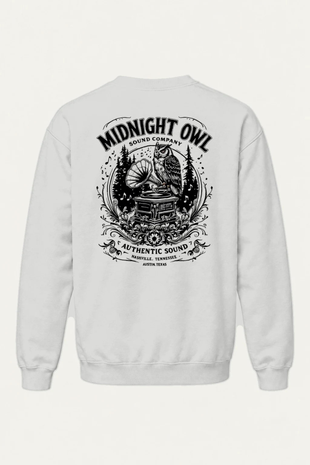 "Midnight Owl Sound" Heavy Blend Unisex Crewneck Sweatshirt | Gildan 18000