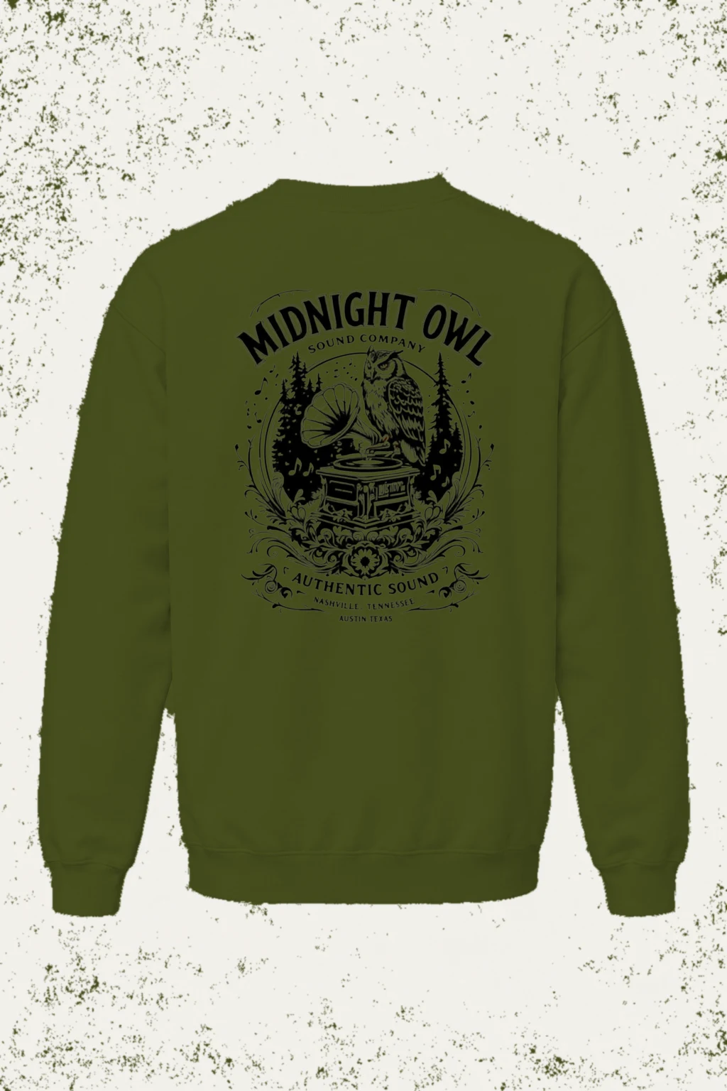 "Midnight Owl Sound" Heavy Blend Unisex Crewneck Sweatshirt | Gildan 18000