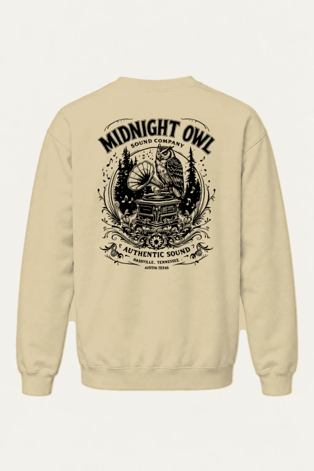 "Midnight Owl Sound" Heavy Blend Unisex Crewneck Sweatshirt | Gildan 18000