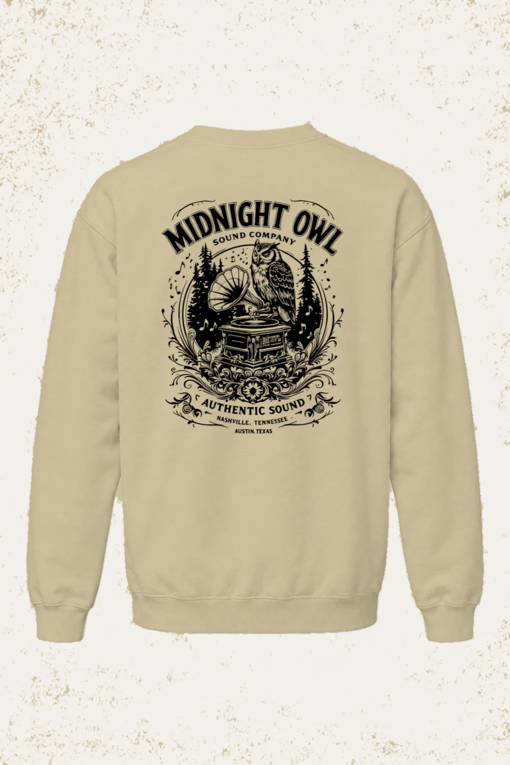 "Midnight Owl Sound" Heavy Blend Unisex Crewneck Sweatshirt | Gildan 18000