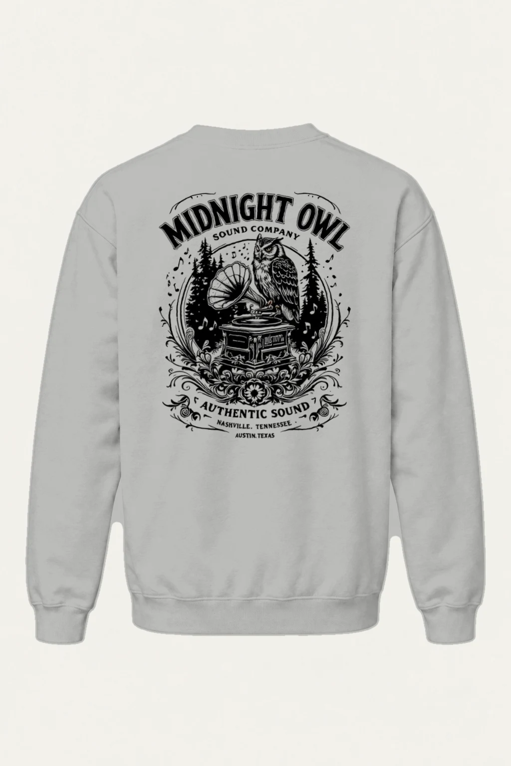 "Midnight Owl Sound" Heavy Blend Unisex Crewneck Sweatshirt | Gildan 18000