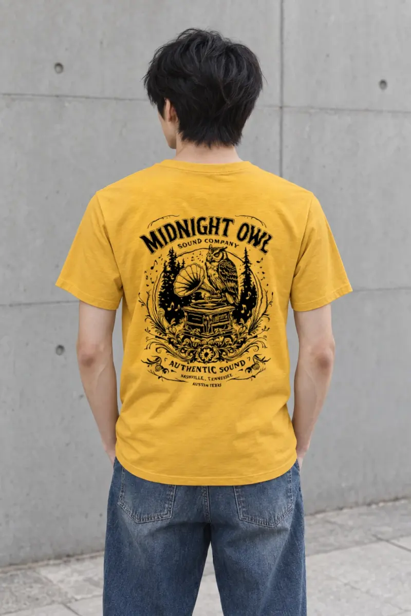 "Midnight Owl Sound" Heavyweight Unisex Crewneck T-shirt