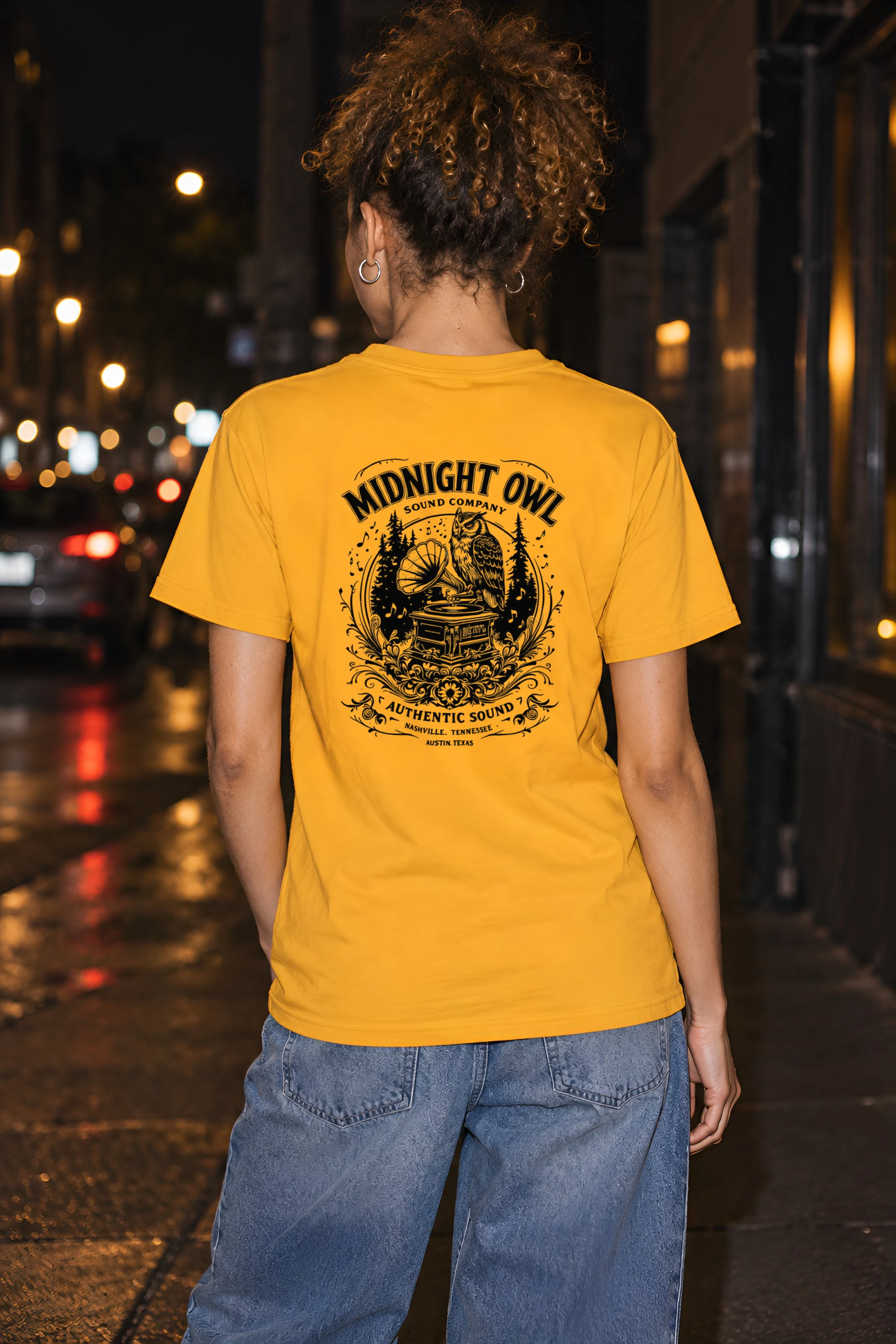 "Midnight Owl Sound" Heavyweight Unisex Crewneck T-shirt