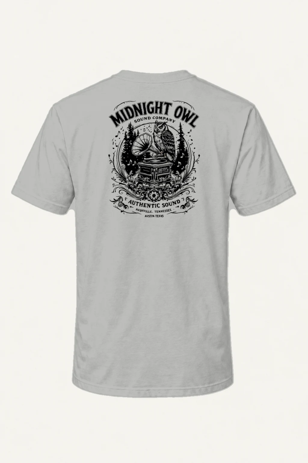 "Midnight Owl Sound" Heavyweight Unisex Crewneck T-shirt | Gildan 5000