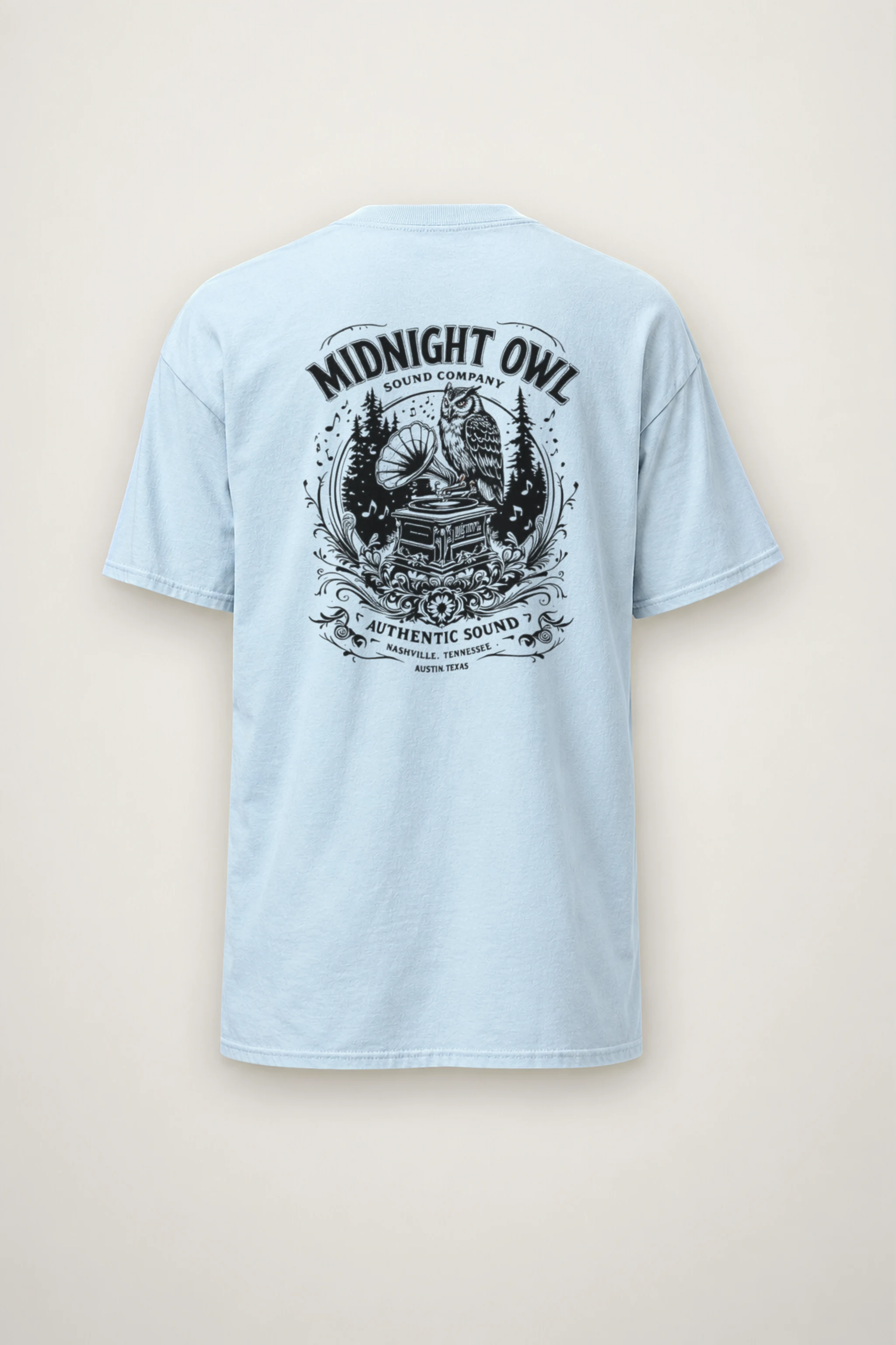 "Midnight Owl Sound" Heavyweight Unisex Crewneck T-shirt