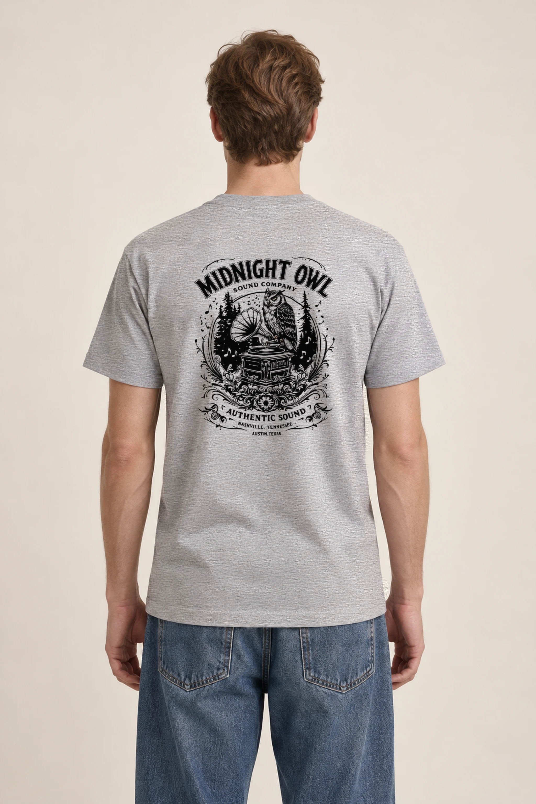 "Midnight Owl Sound" Heavyweight Unisex Crewneck T-shirt