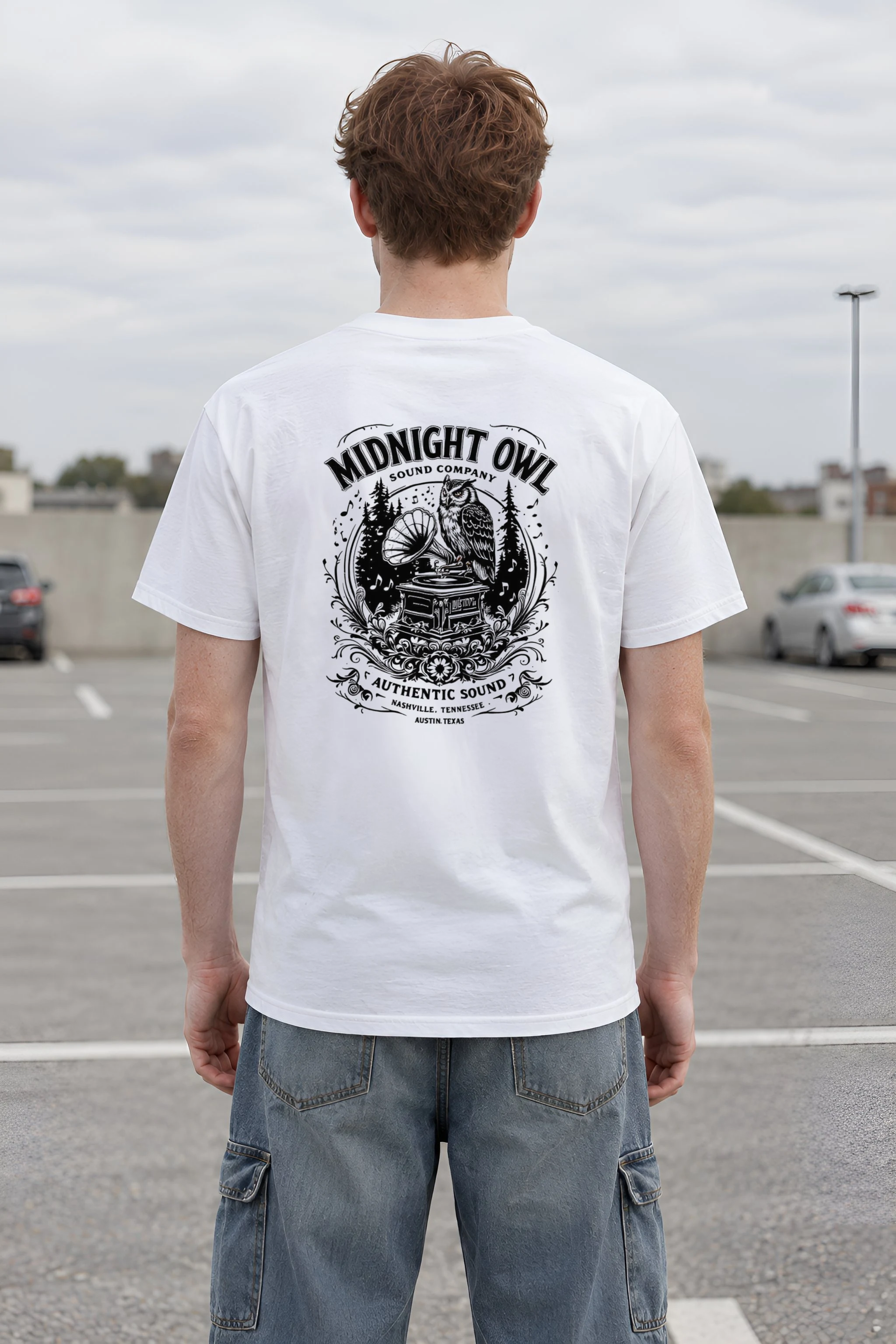 "Midnight Owl Sound" Heavyweight Unisex Crewneck T-shirt