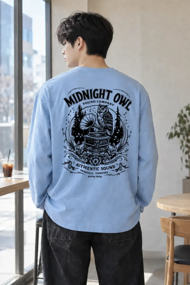 “Midnight Owl Sound” Unisex Longsleeve T-shirt | Gildan 2400