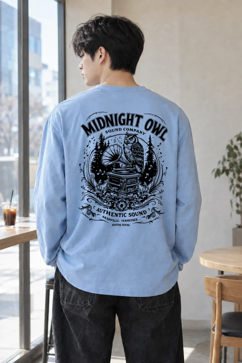 "Midnight Owl Sound" Unisex Longsleeve T-shirt | Gildan 2400
