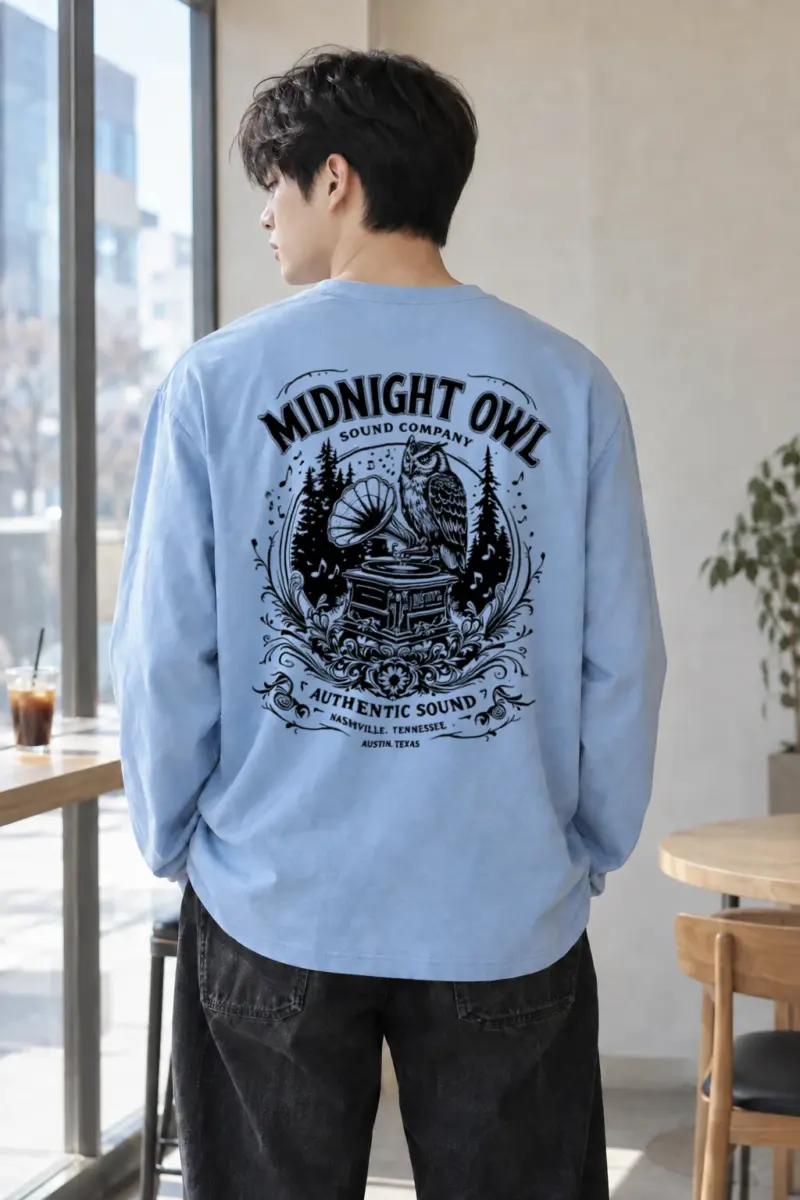 "Midnight Owl Sound" Unisex Longsleeve T-shirt | Gildan 2400