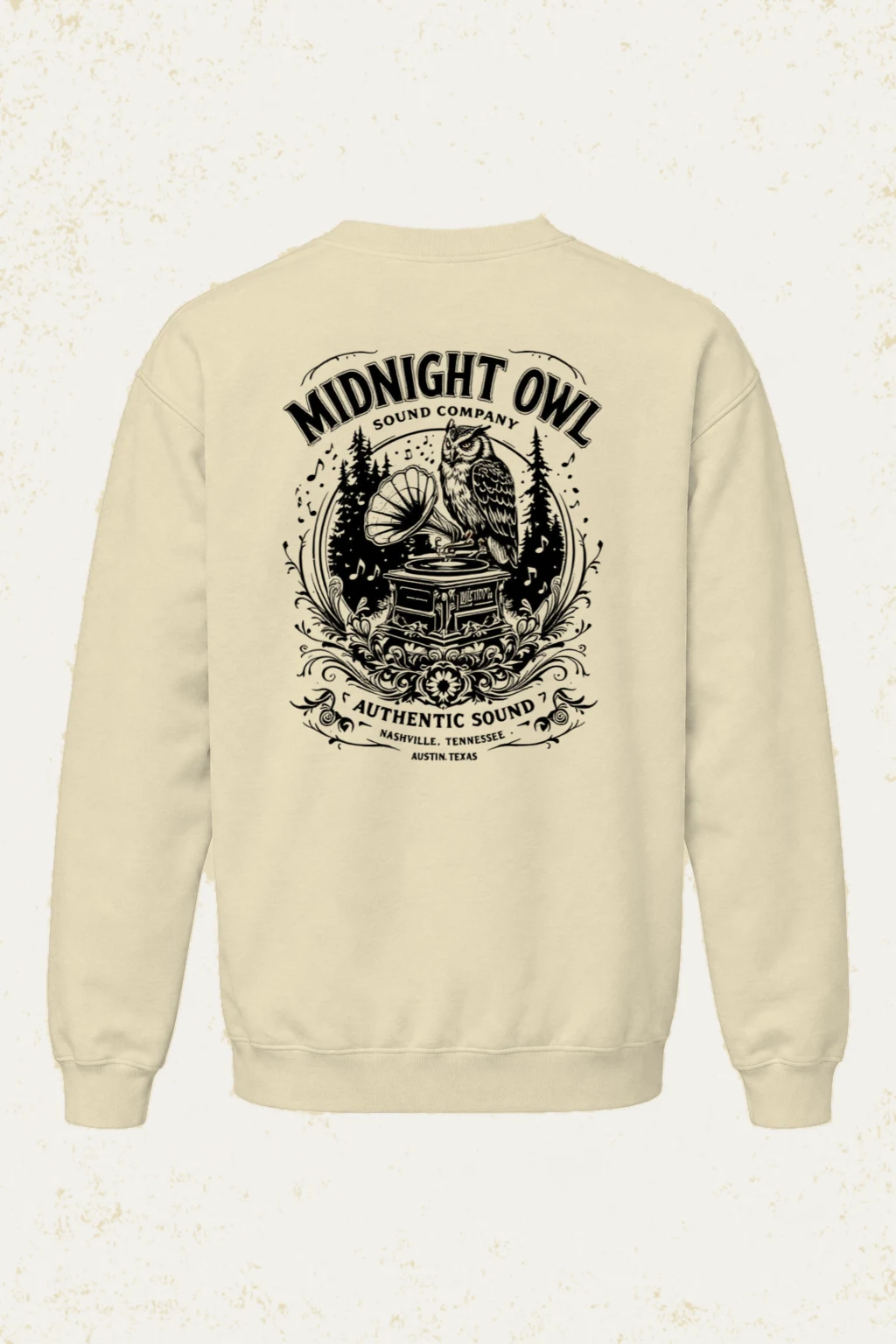 "Midnight Owl Sound" Unisex Sponge Fleece Crewneck Sweatshirt | Bella + Canvas 3901