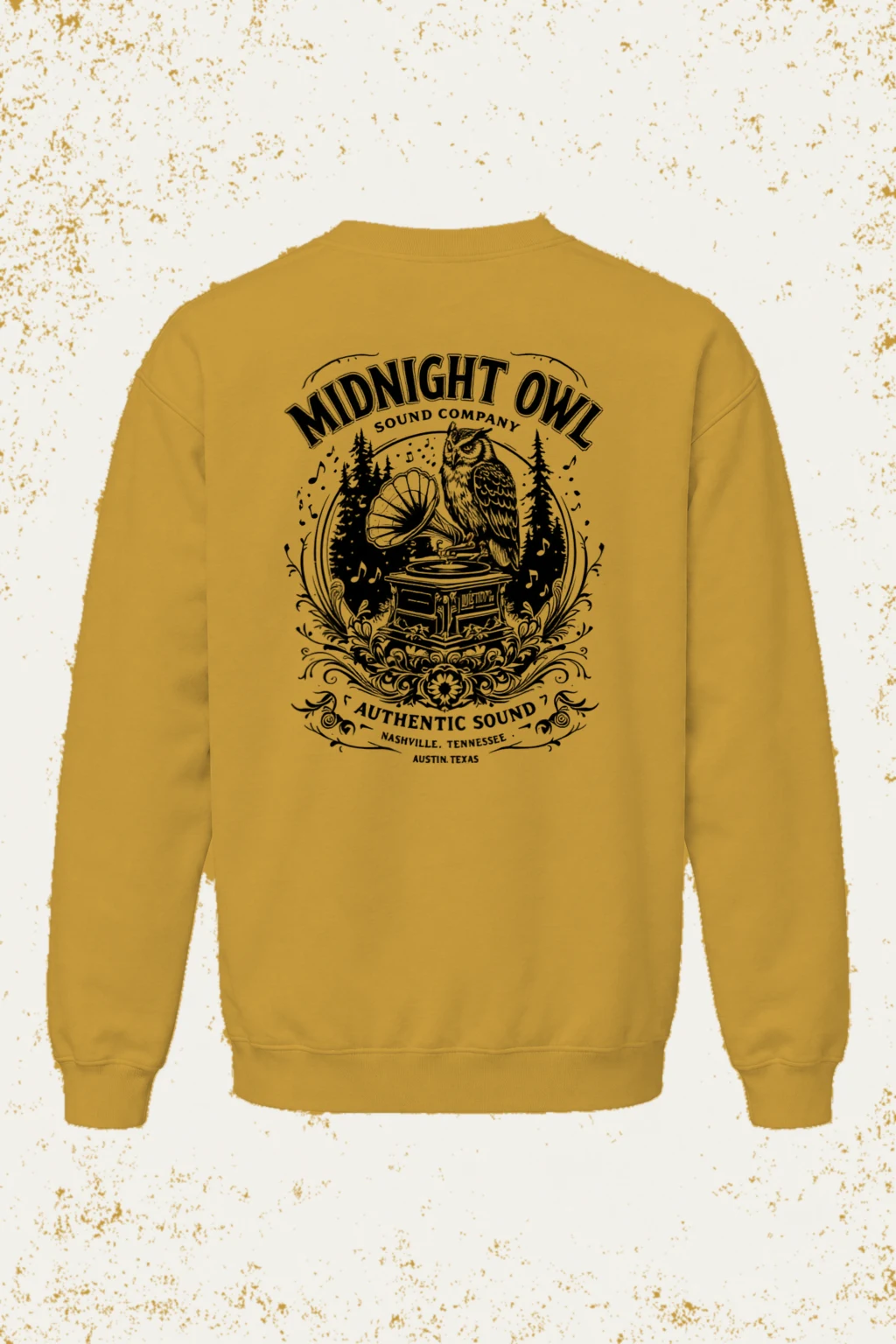 "Midnight Owl Sound" Unisex Sponge Fleece Crewneck Sweatshirt | Bella + Canvas 3901