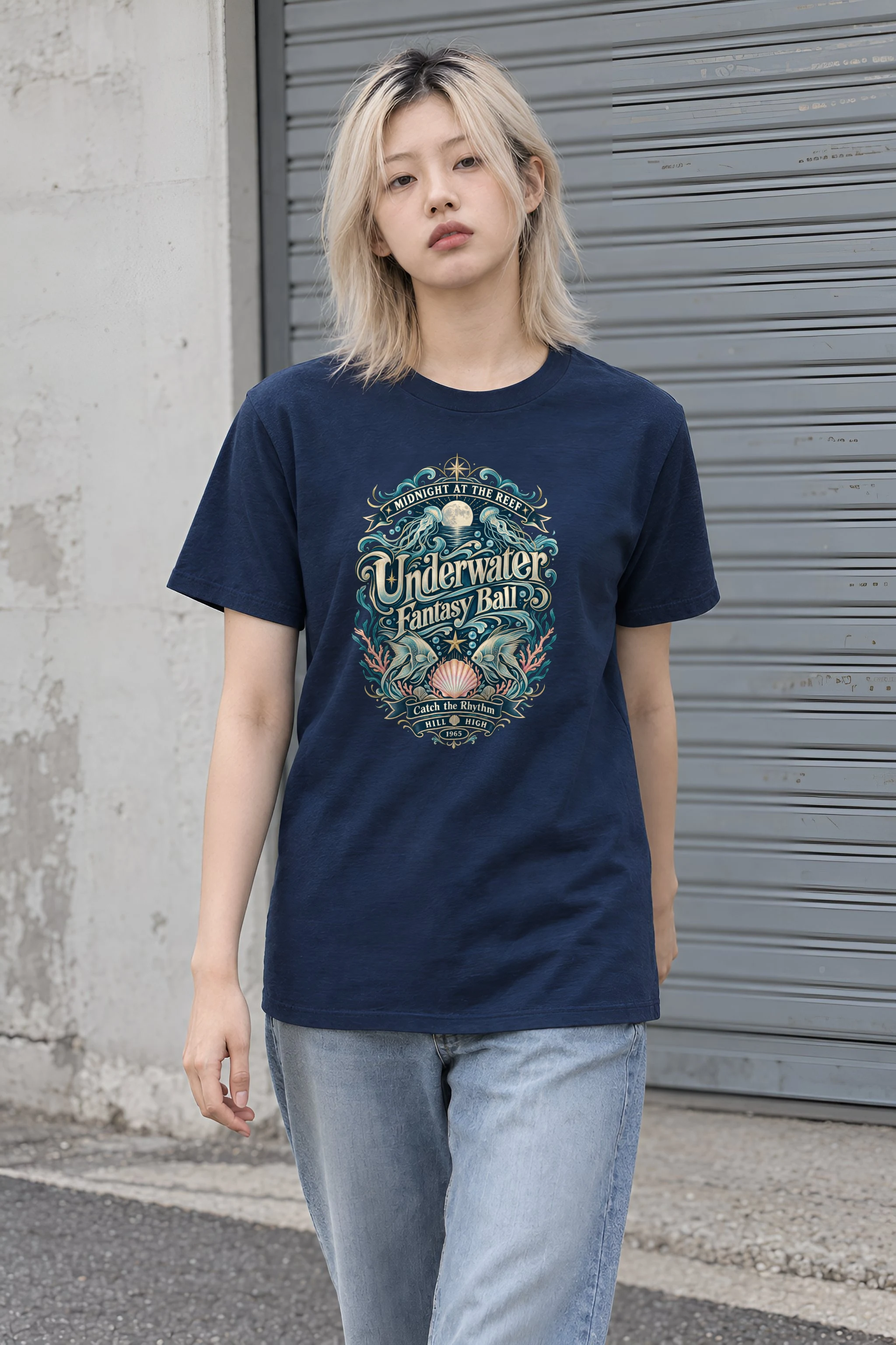 "Midnight Reef Ball" Heavyweight Unisex Crewneck T-shirt