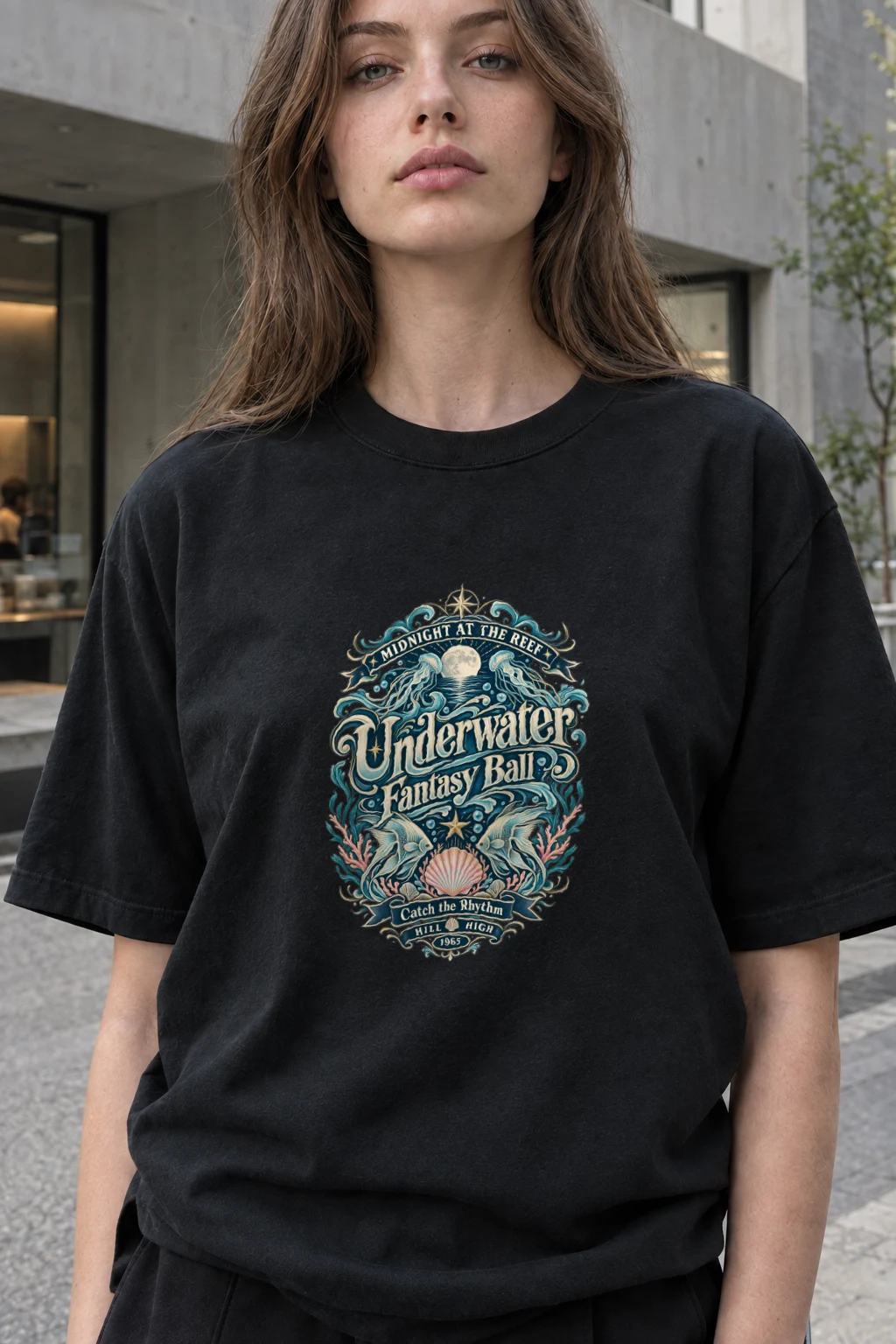 "Midnight Reef Ball" Heavyweight Unisex Crewneck T-shirt | Gildan 5000