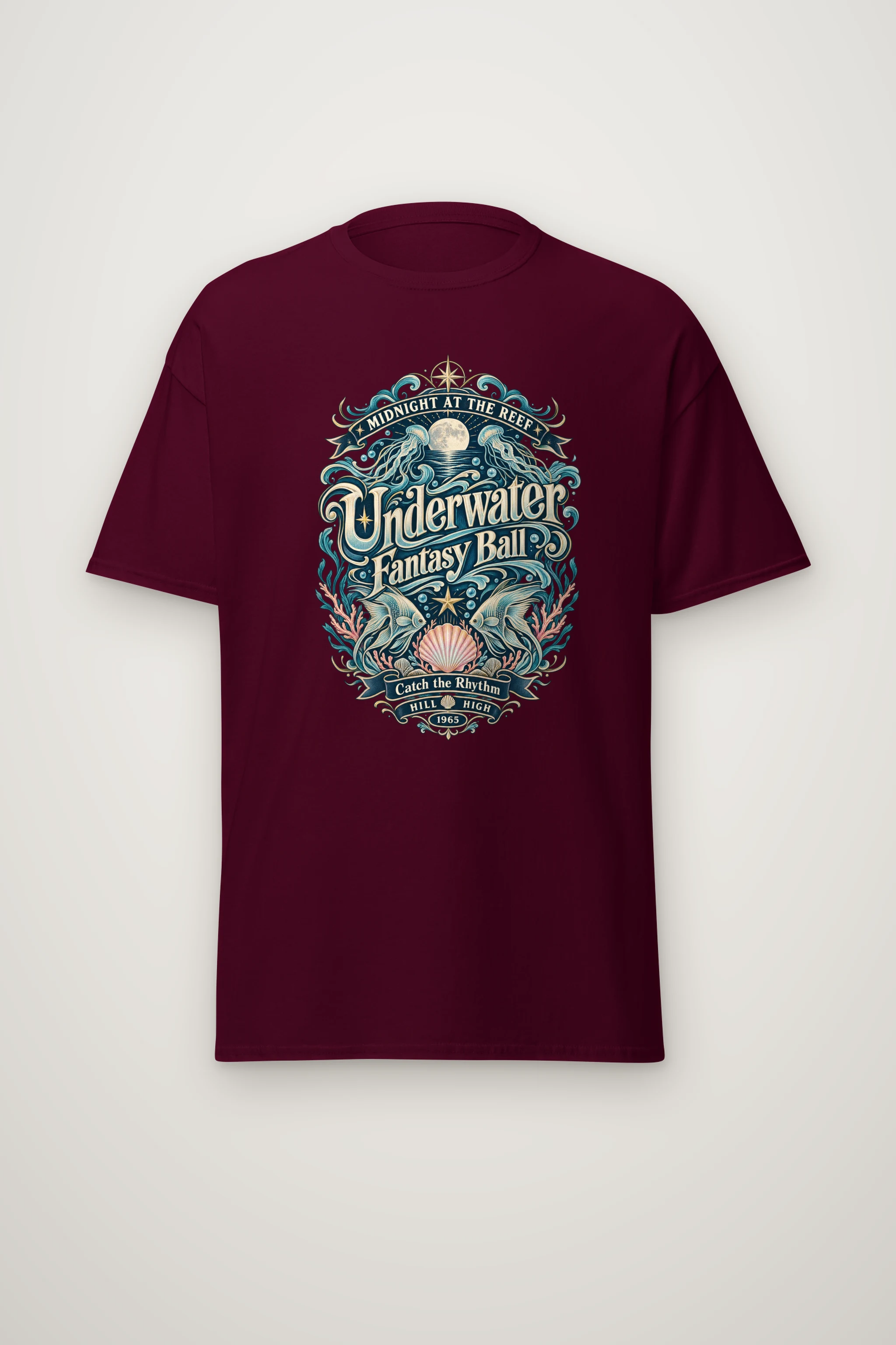 "Midnight Reef Ball" Heavyweight Unisex Crewneck T-shirt