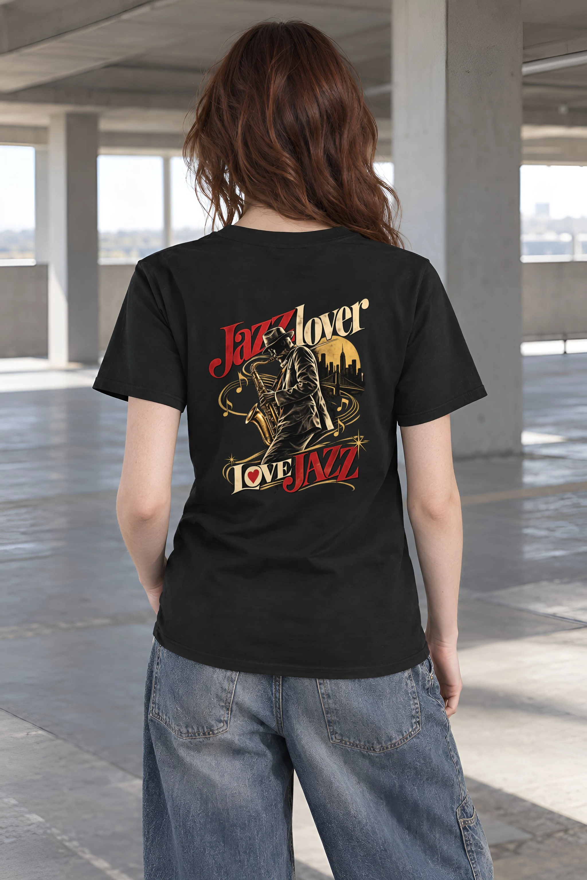 "Midnight Saxophone" Heavyweight Unisex Crewneck T-shirt
