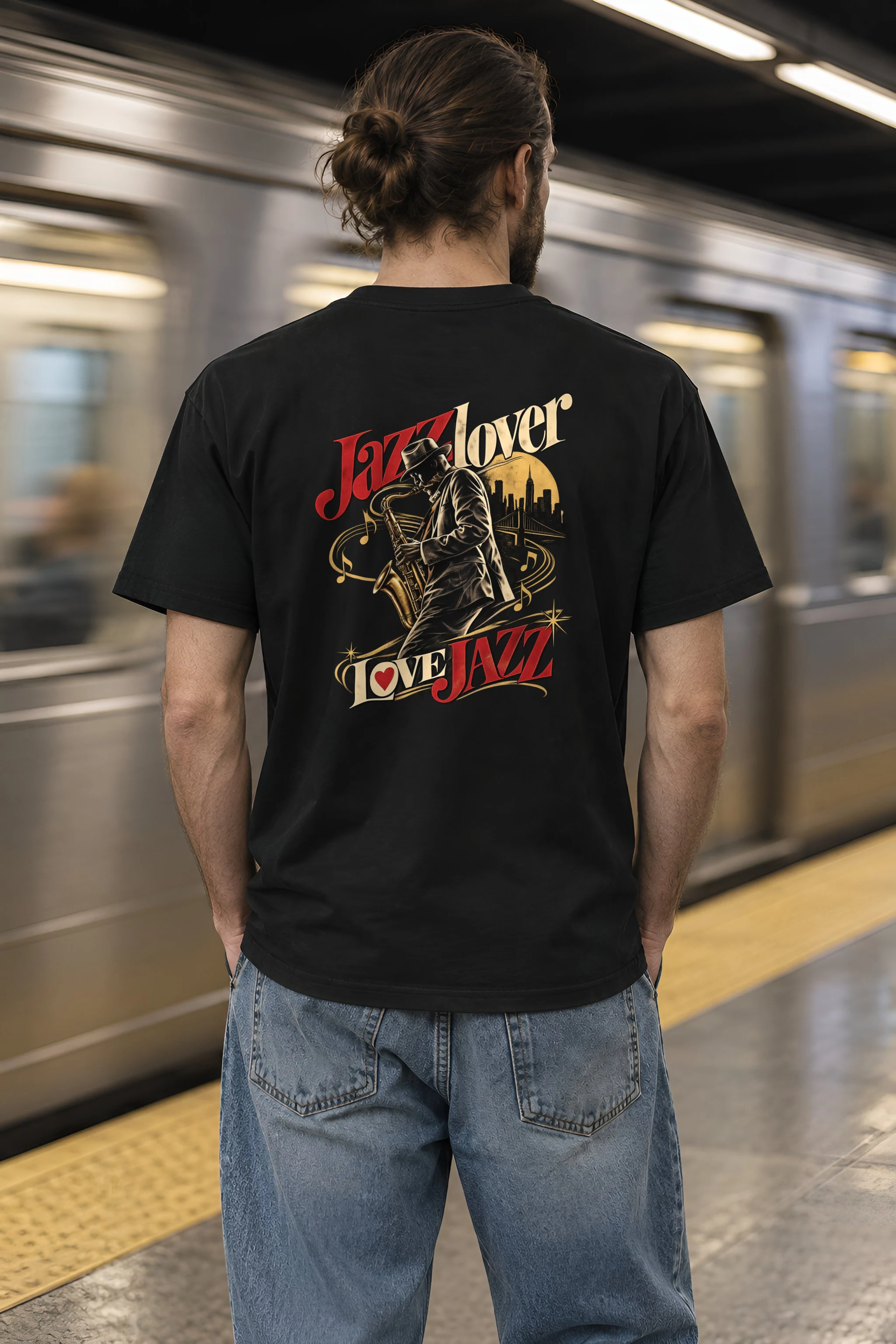 "Midnight Saxophone" Heavyweight Unisex Crewneck T-shirt