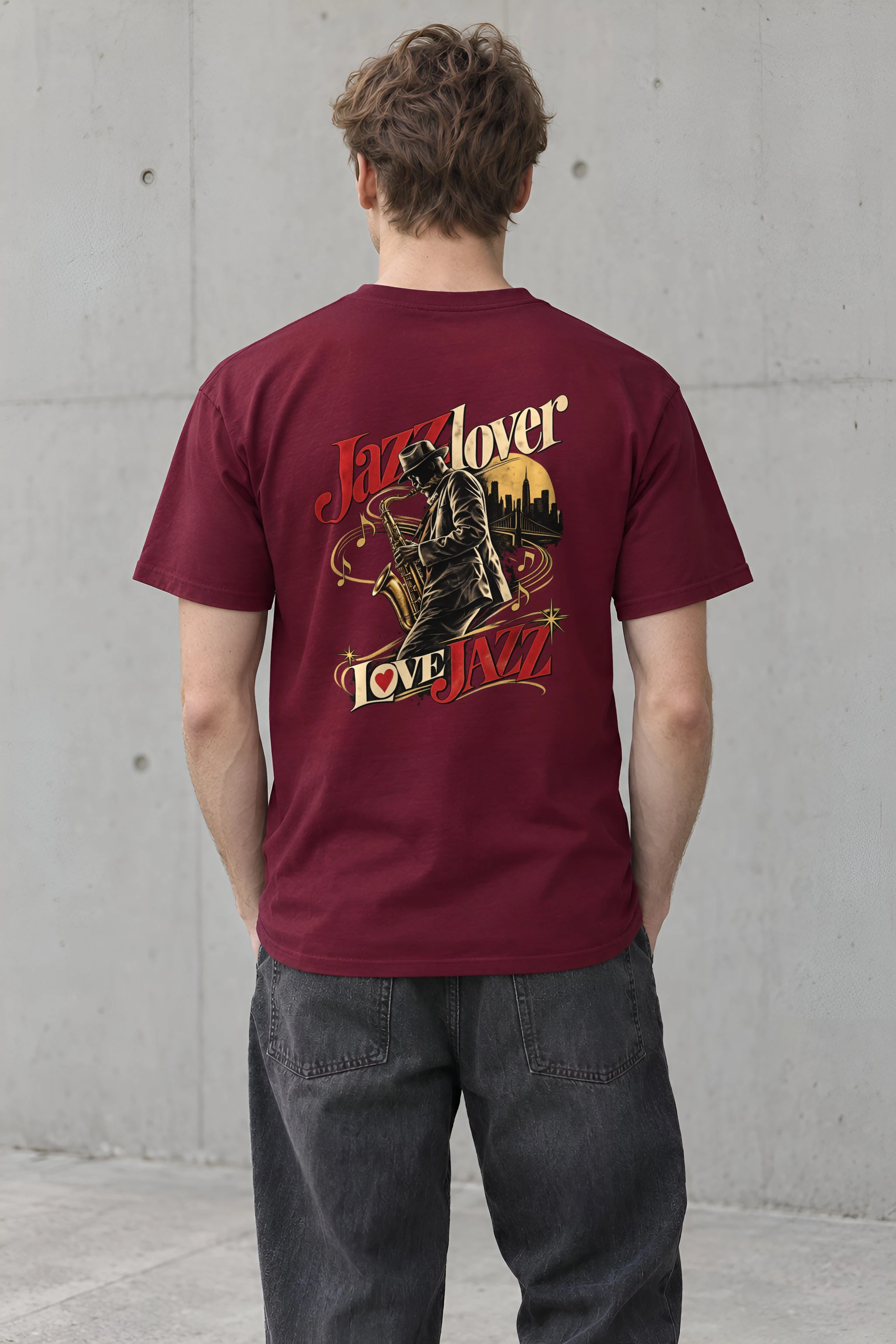 "Midnight Saxophone" Heavyweight Unisex Crewneck T-shirt