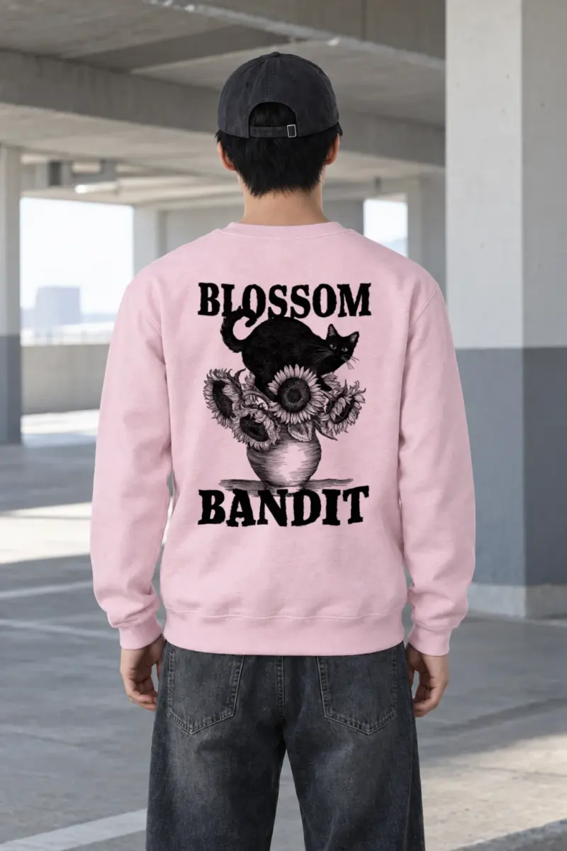 "Midnight Sunflower Cat" Heavy Blend Unisex Crewneck Sweatshirt