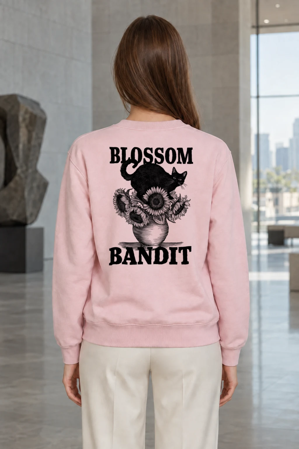 "Midnight Sunflower Cat" Heavy Blend Unisex Crewneck Sweatshirt | Gildan 18000