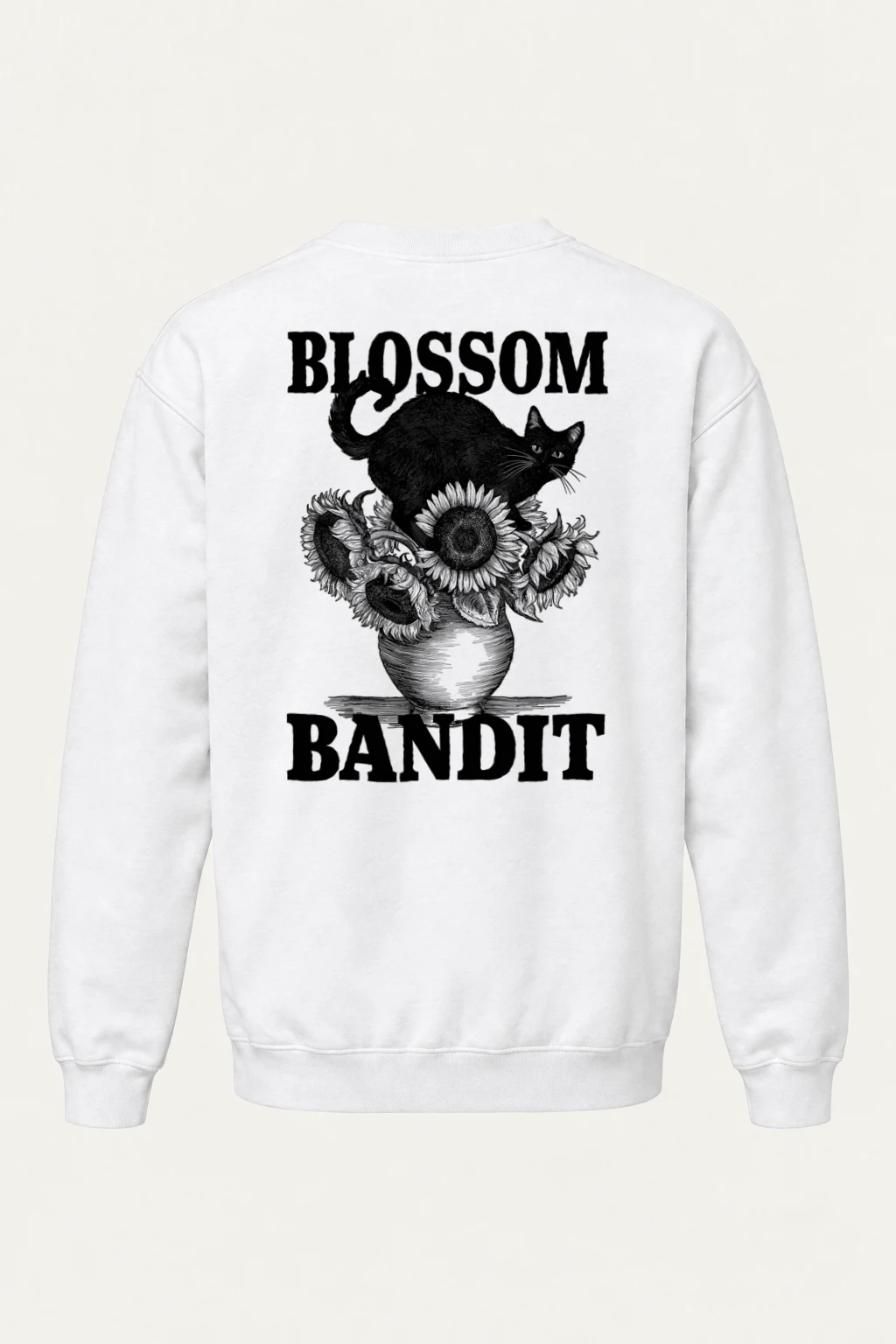 "Midnight Sunflower Cat" Heavy Blend Unisex Crewneck Sweatshirt | Gildan 18000