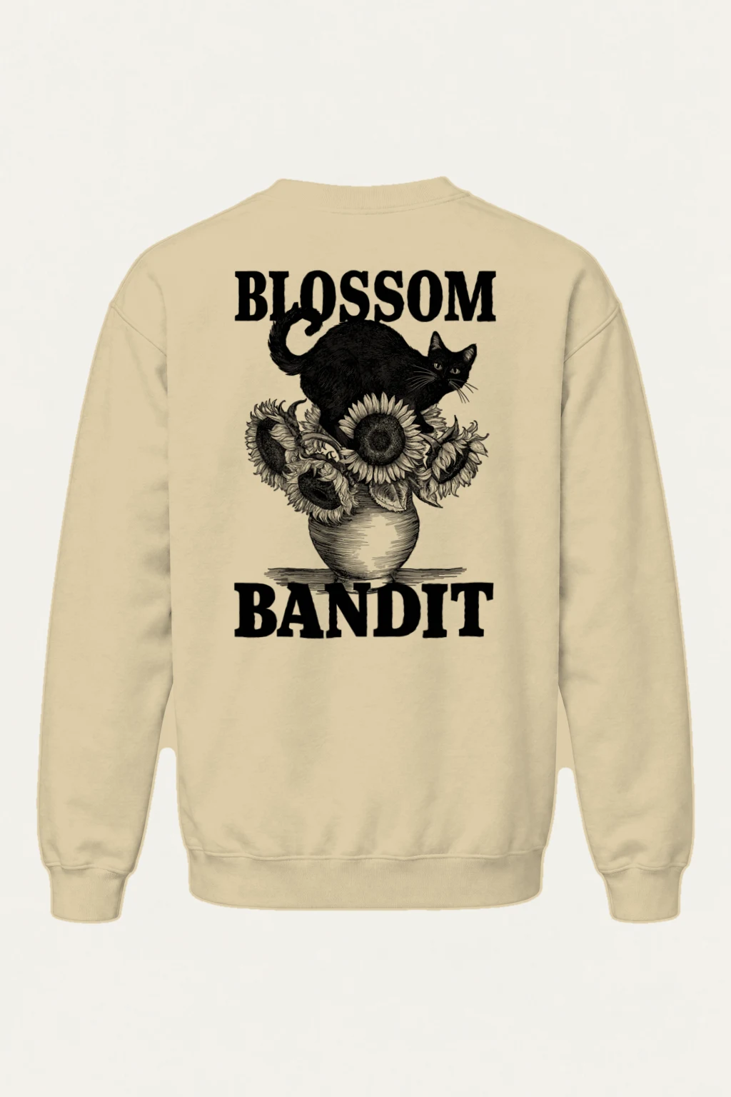 "Midnight Sunflower Cat" Heavy Blend Unisex Crewneck Sweatshirt | Gildan 18000
