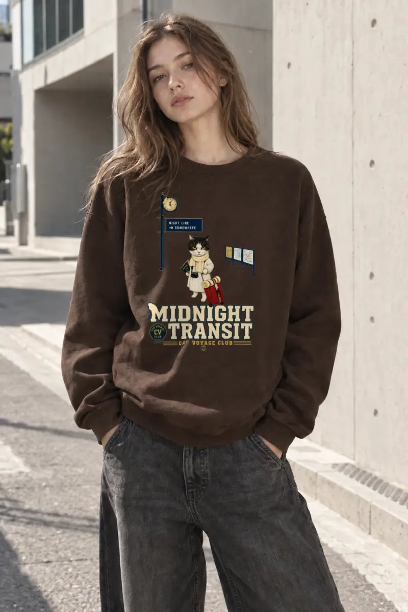 "Midnight Transit Cat" Heavy Blend Unisex Crewneck Sweatshirt | Gildan 18000