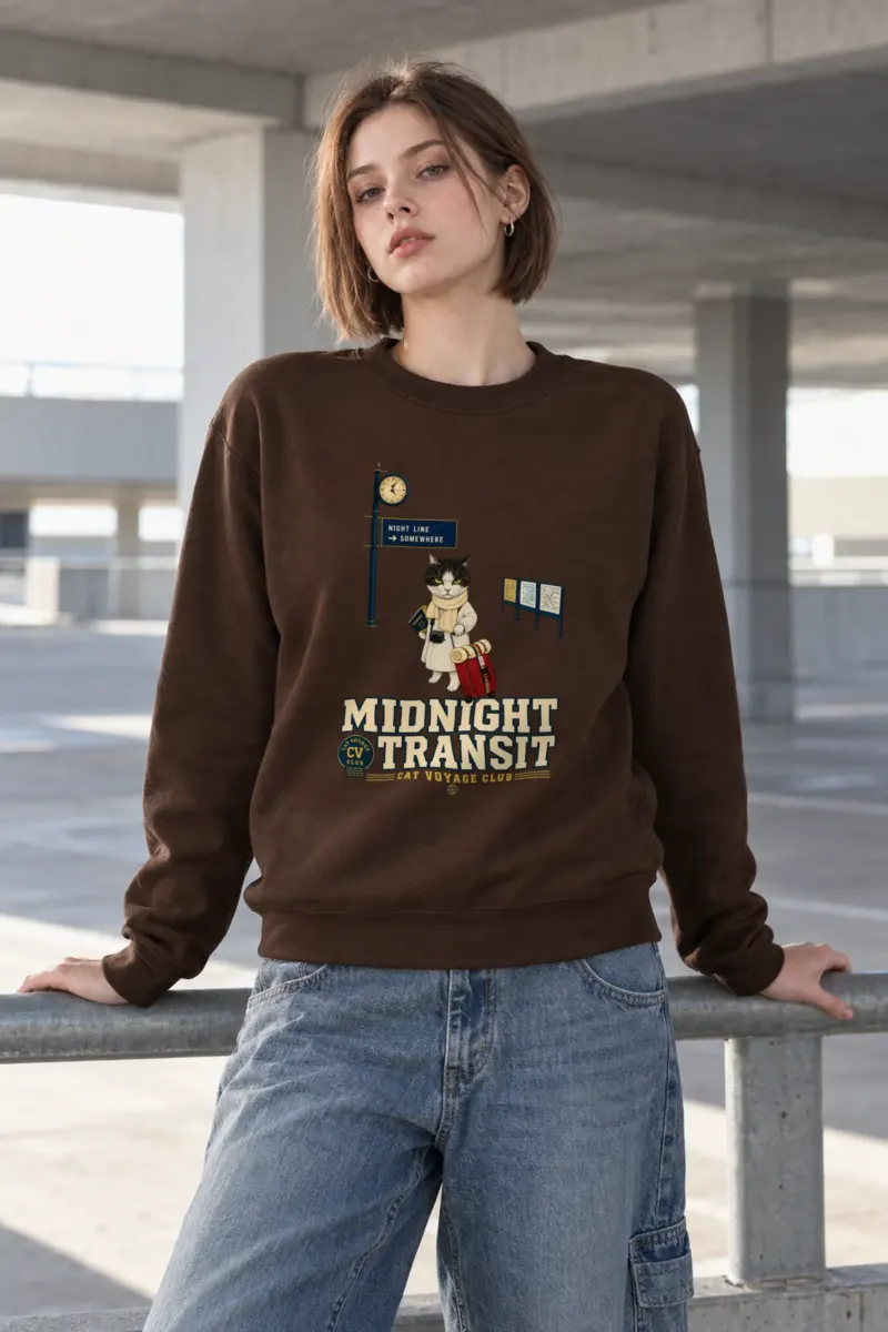 "Midnight Transit Cat" Heavy Blend Unisex Crewneck Sweatshirt