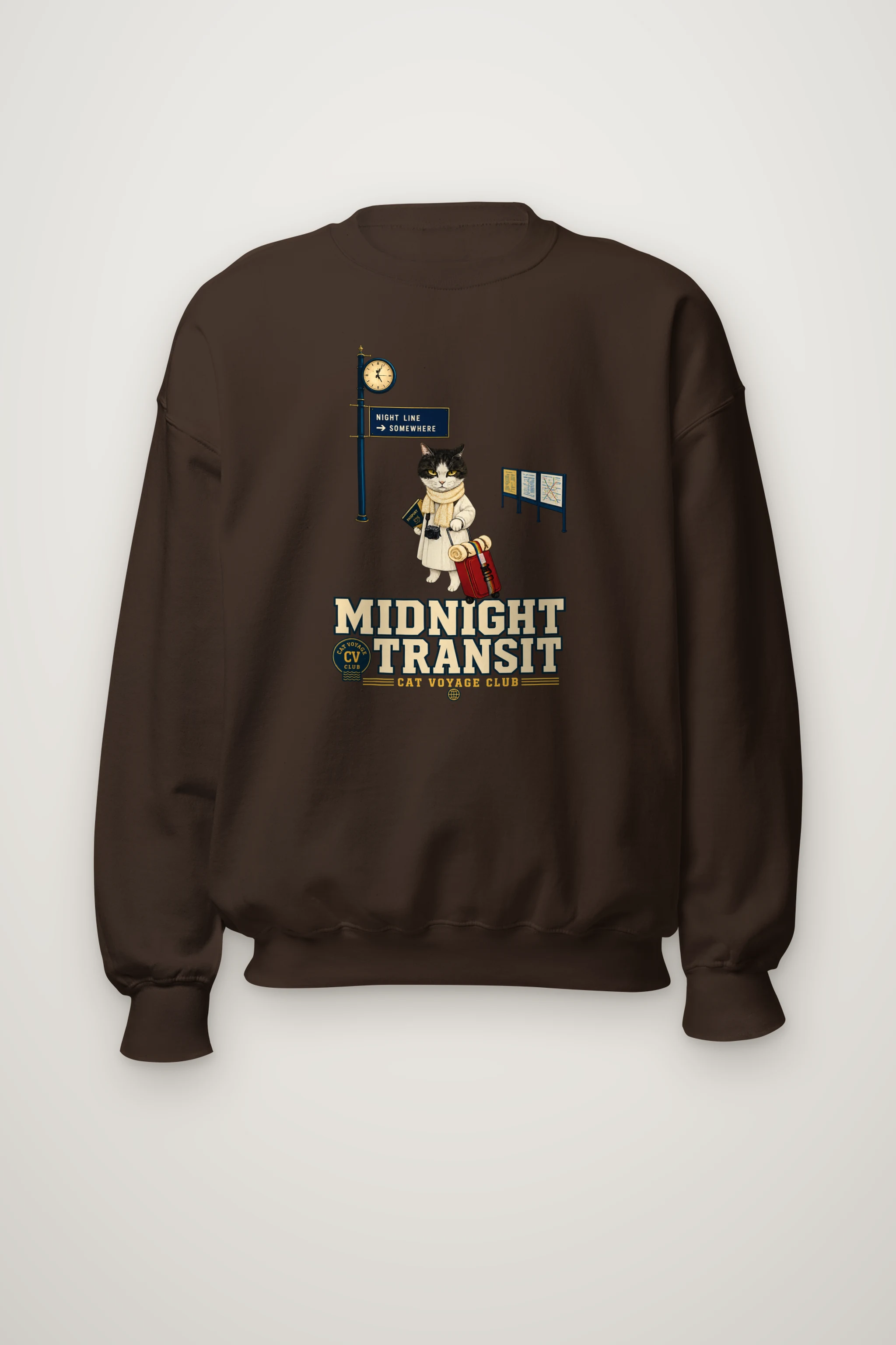 "Midnight Transit Cat" Heavy Blend Unisex Crewneck Sweatshirt