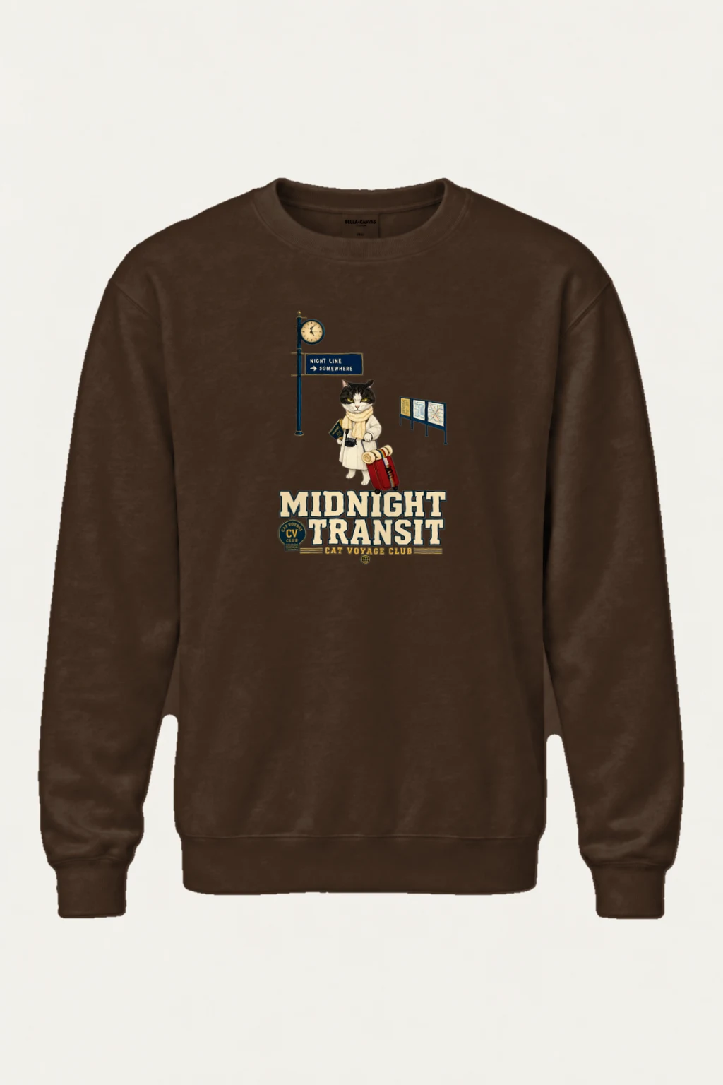 "Midnight Transit Cat" Heavy Blend Unisex Crewneck Sweatshirt | Gildan 18000