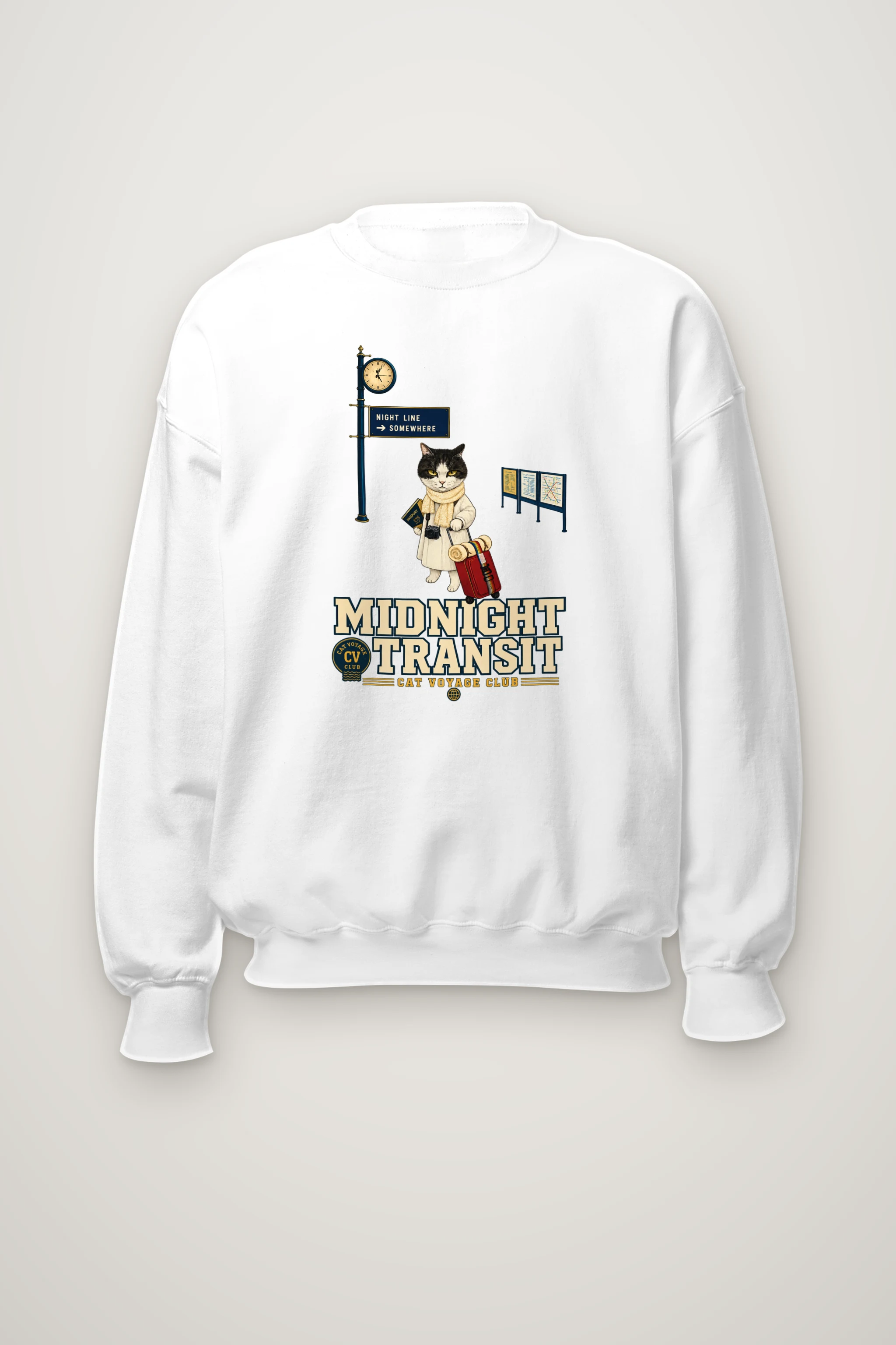 "Midnight Transit Cat" Heavy Blend Unisex Crewneck Sweatshirt