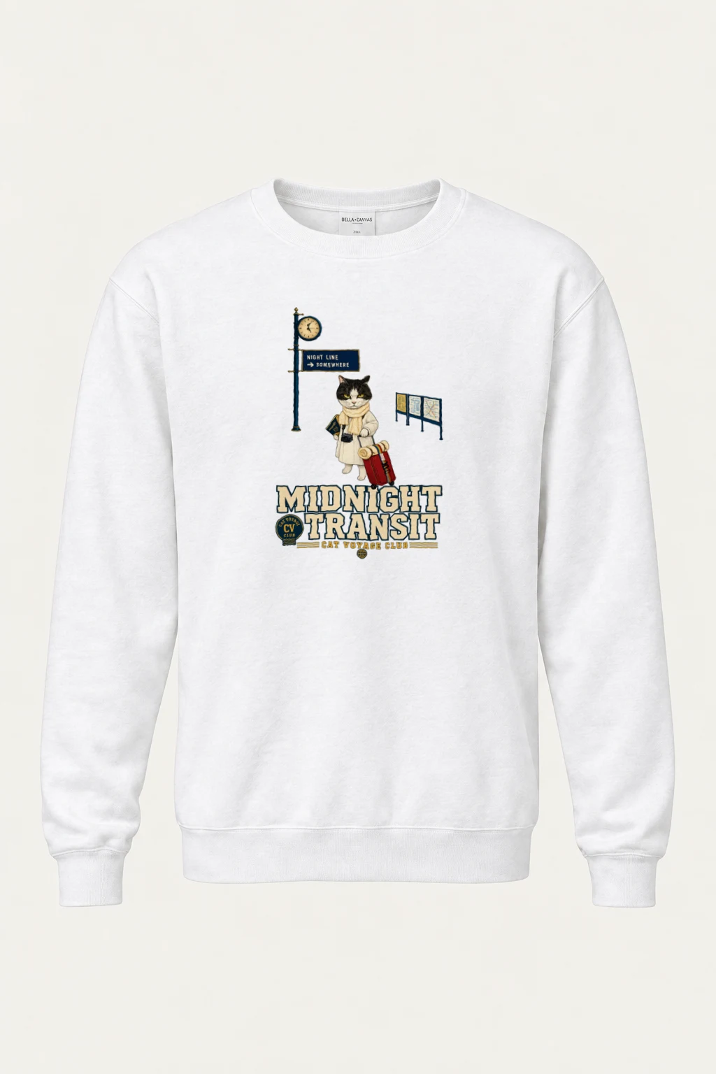 "Midnight Transit Cat" Heavy Blend Unisex Crewneck Sweatshirt | Gildan 18000