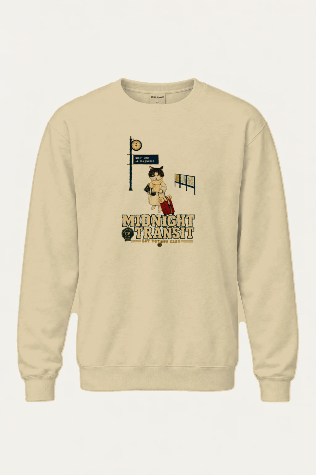 "Midnight Transit Cat" Heavy Blend Unisex Crewneck Sweatshirt | Gildan 18000
