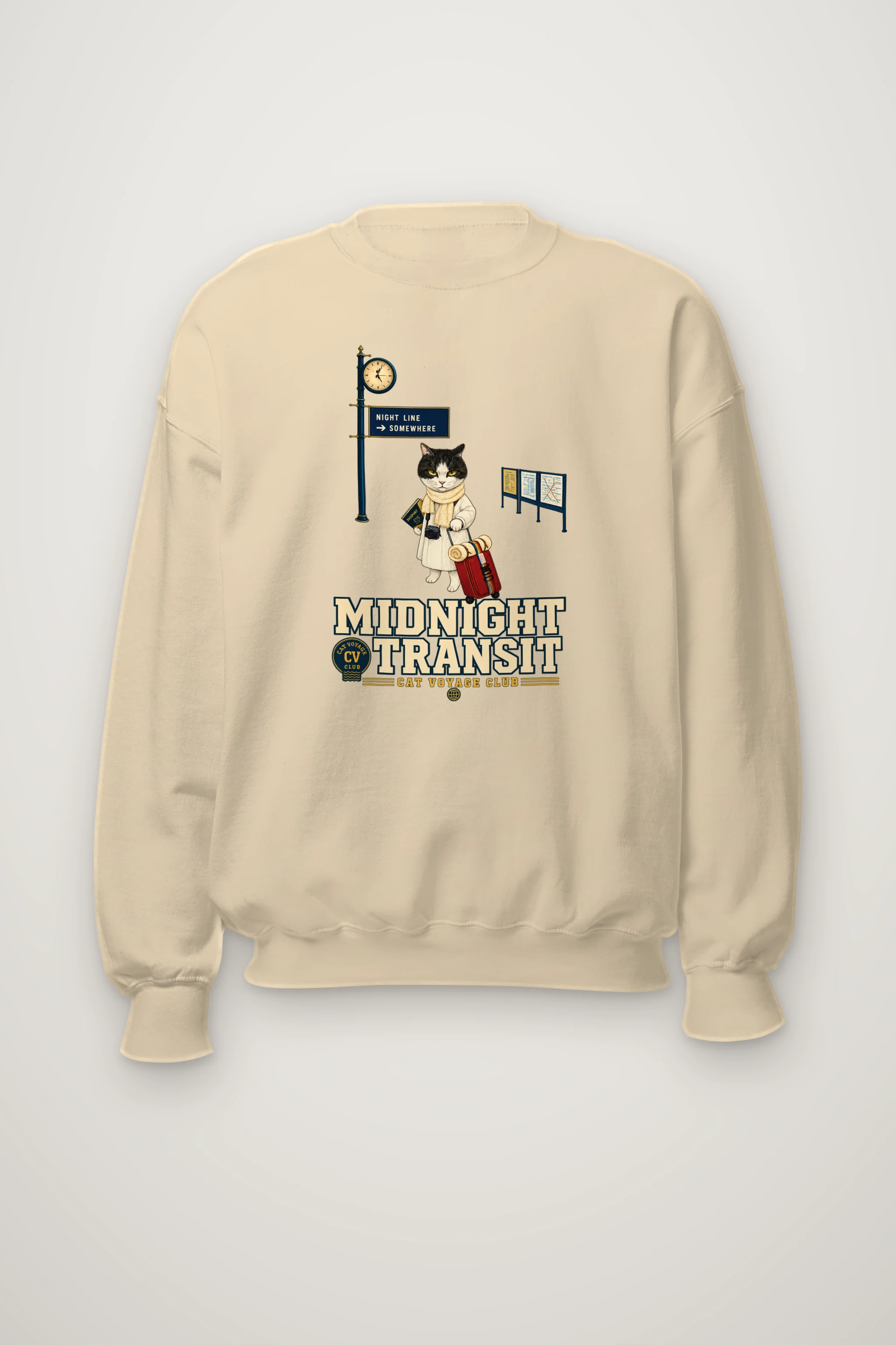 "Midnight Transit Cat" Heavy Blend Unisex Crewneck Sweatshirt