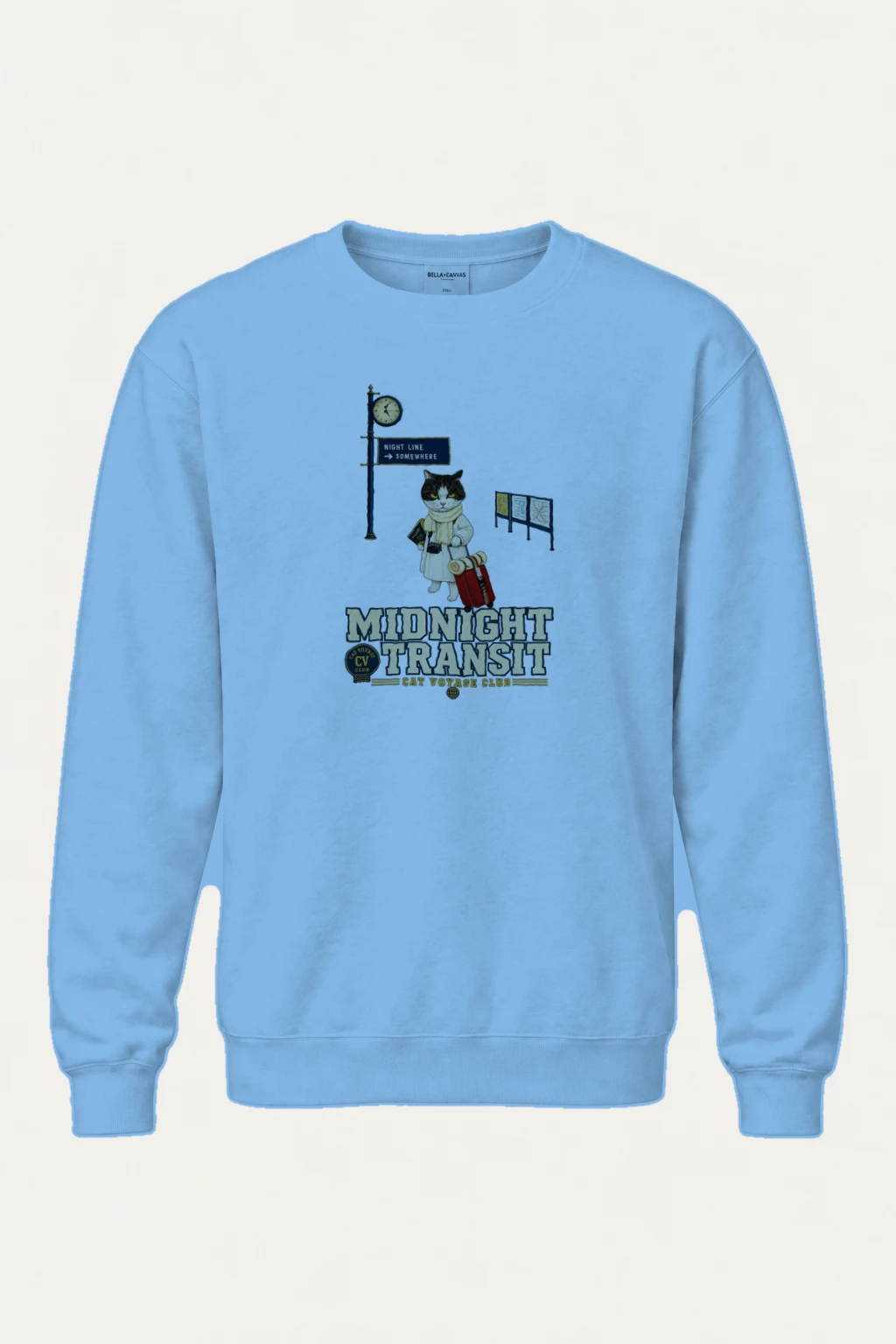 "Midnight Transit Cat" Heavy Blend Unisex Crewneck Sweatshirt | Gildan 18000