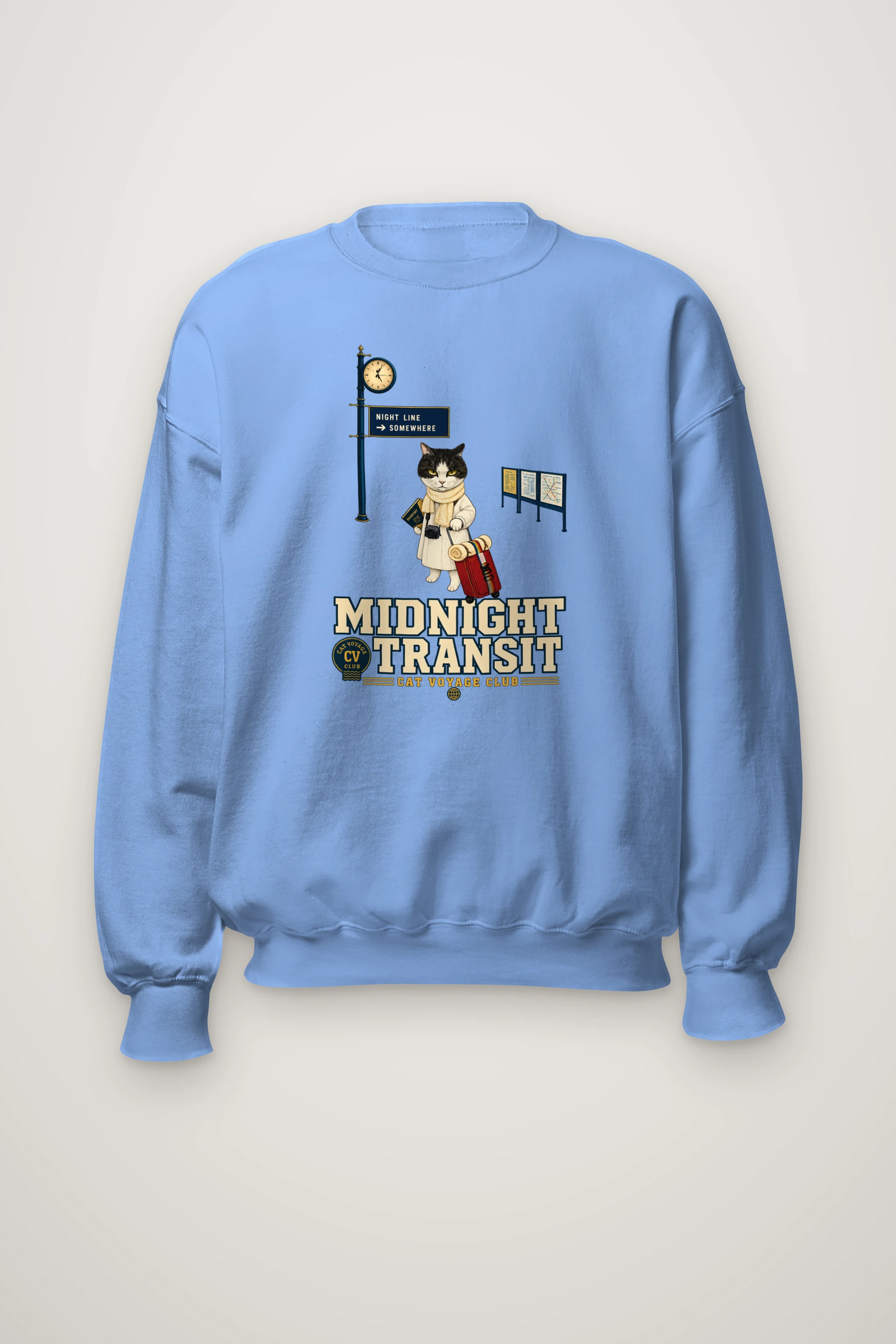 "Midnight Transit Cat" Heavy Blend Unisex Crewneck Sweatshirt