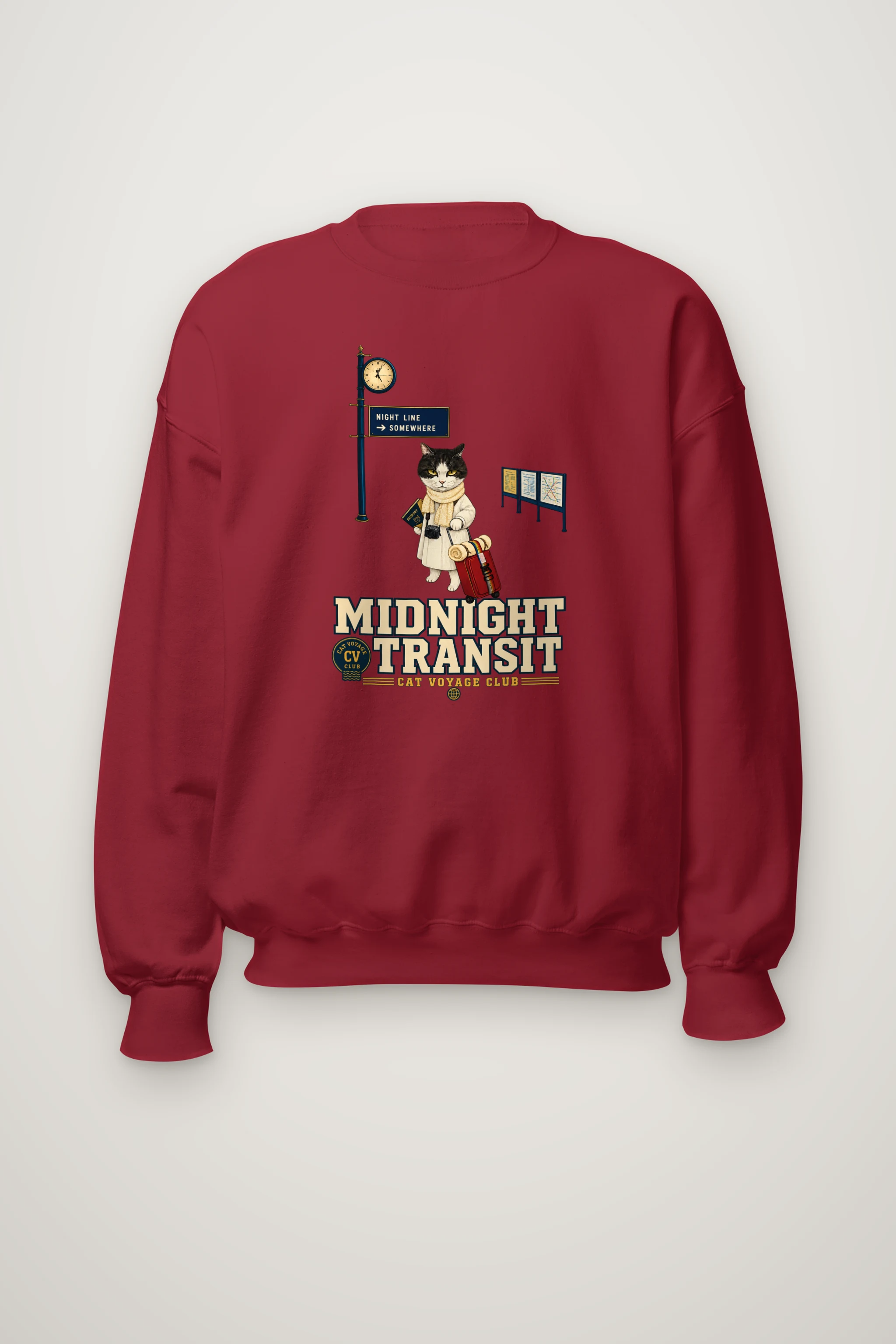 "Midnight Transit Cat" Heavy Blend Unisex Crewneck Sweatshirt
