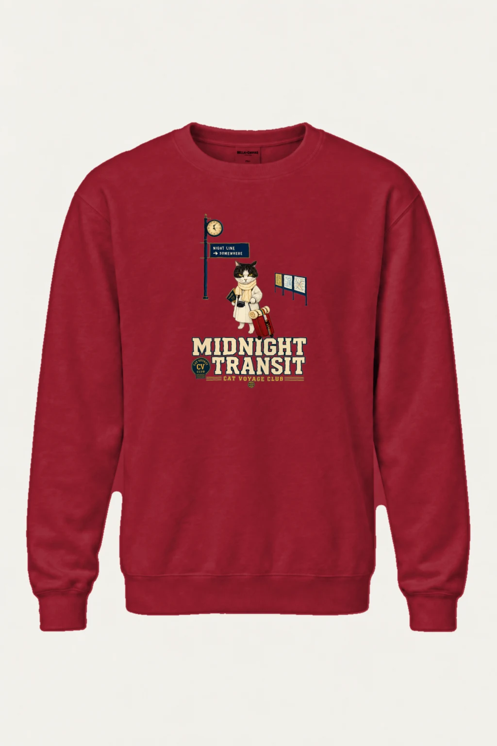 "Midnight Transit Cat" Heavy Blend Unisex Crewneck Sweatshirt | Gildan 18000