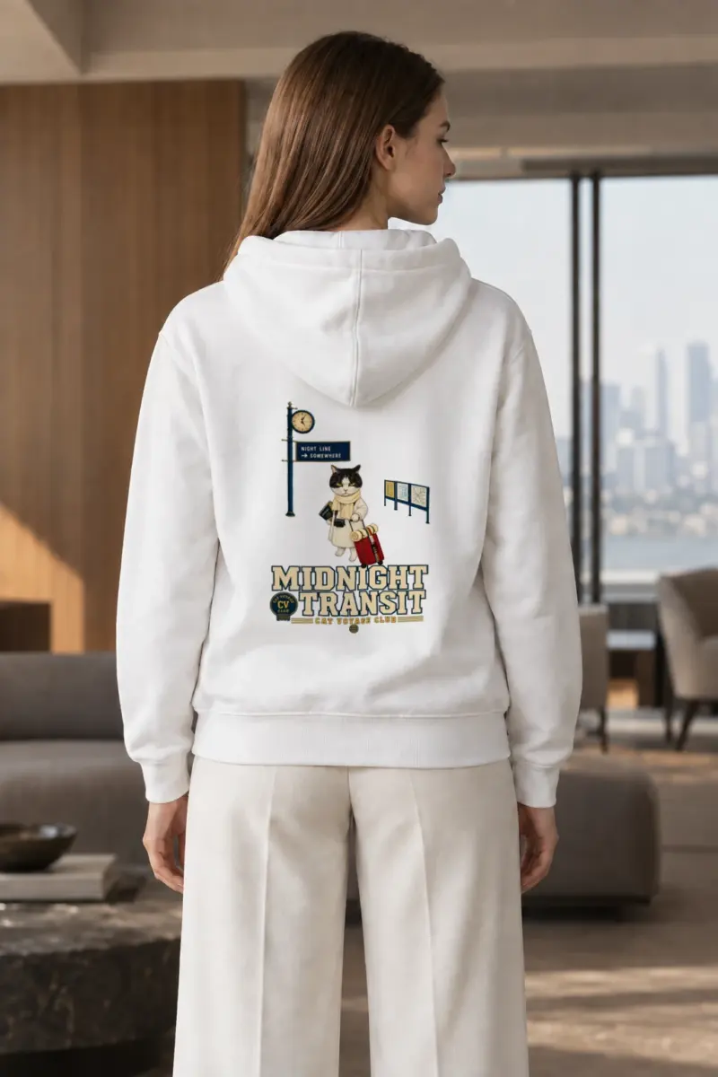"Midnight Transit Cat" Heavy Blend Unisex Pullover Hoodie | Gildan 18500
