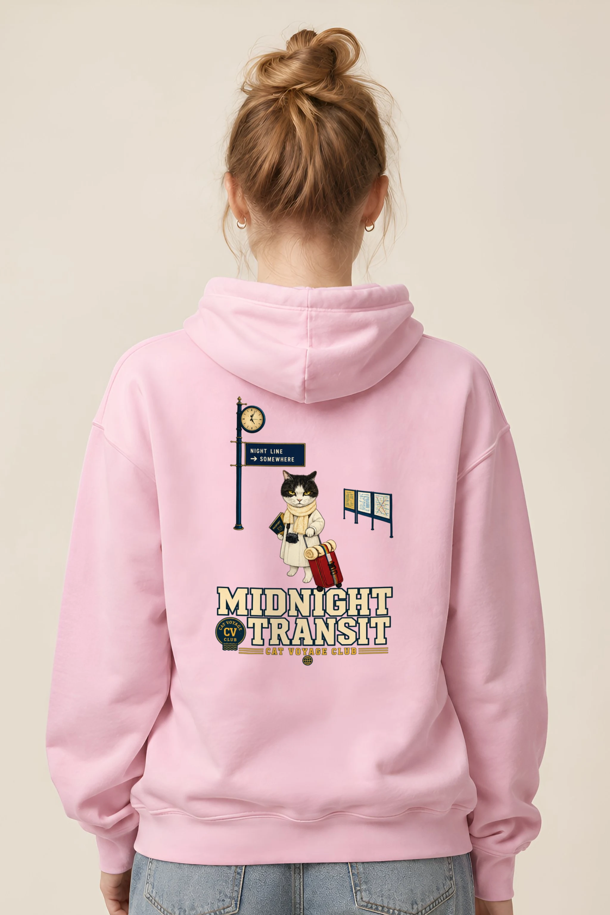 "Midnight Transit Cat" 1 Pullover Hoodie