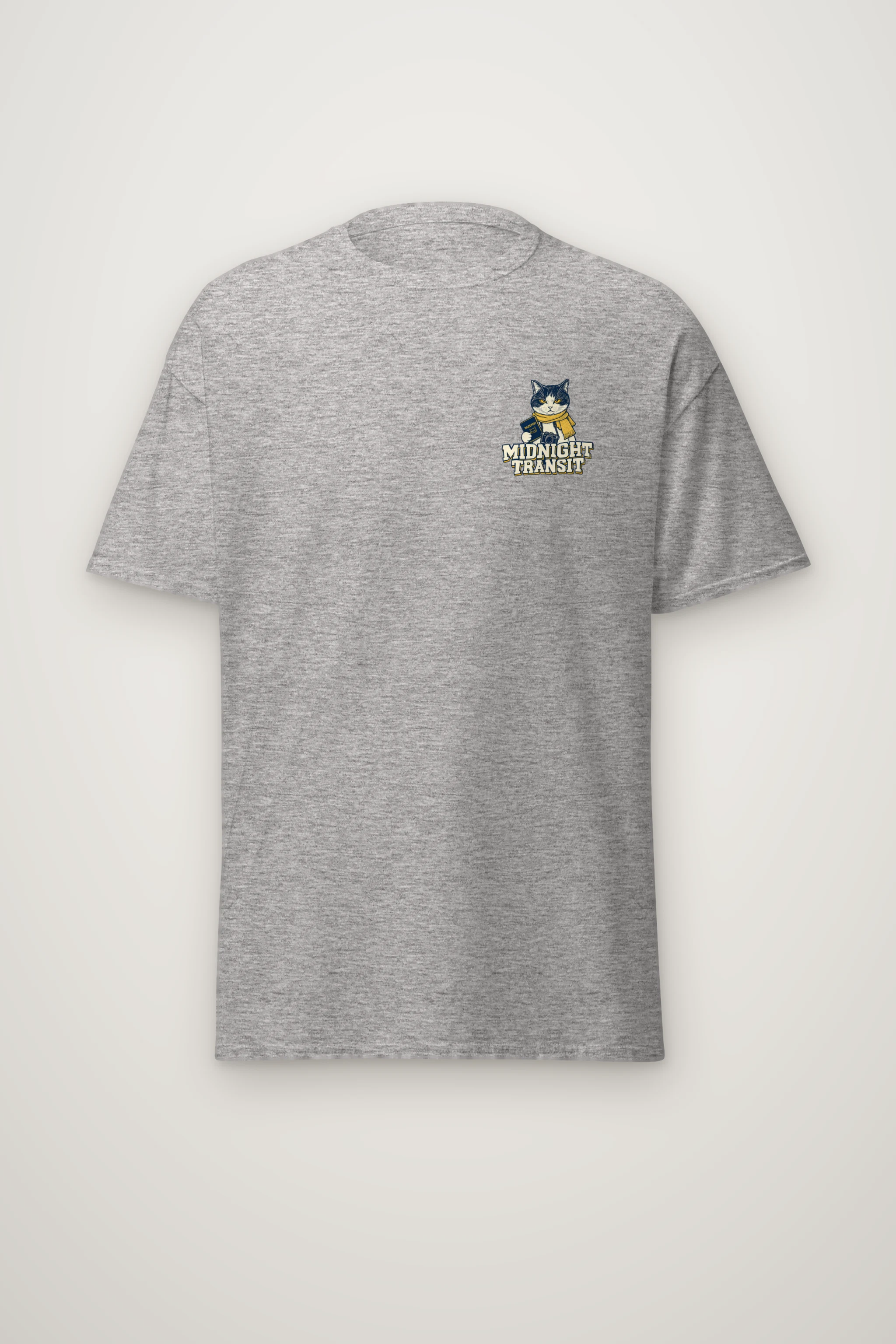 "Midnight Transit Cat" Heavyweight Unisex Crewneck T-shirt