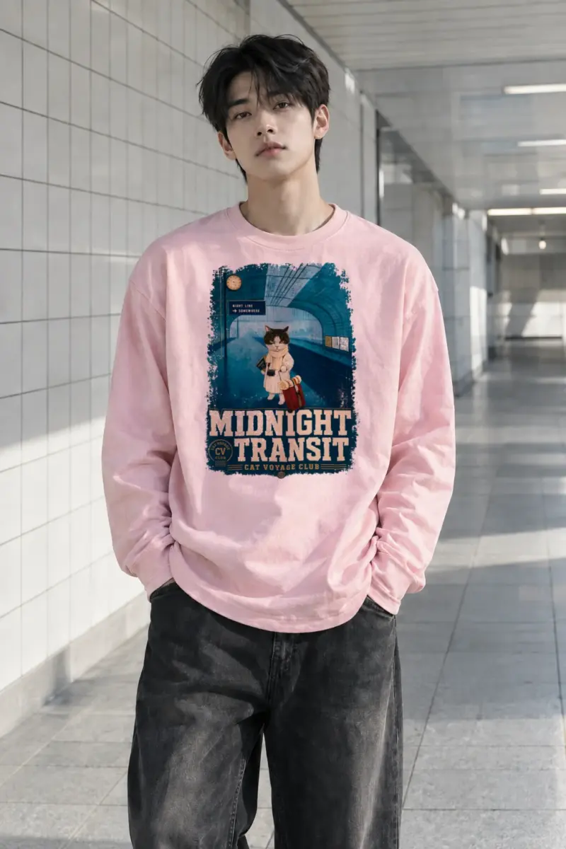 “Midnight Transit Cat” Unisex Longsleeve T-shirt | Gildan 2400