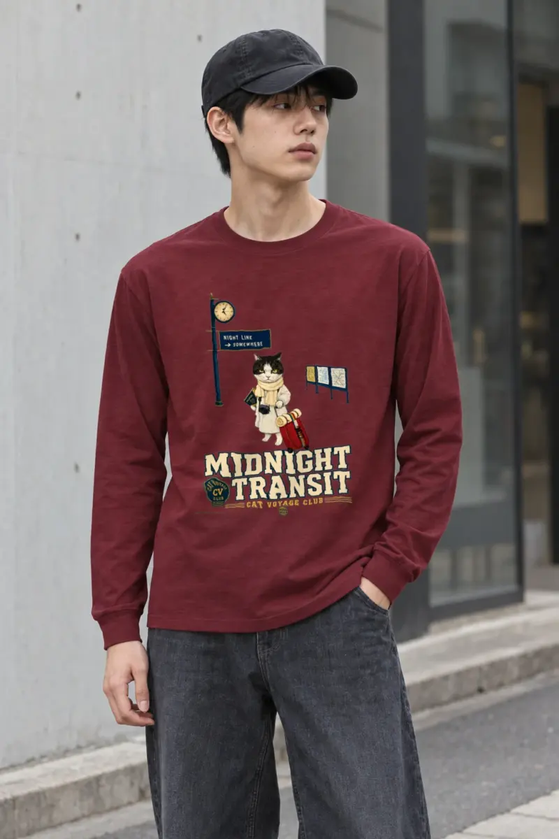 "Midnight Transit Cat" Unisex Longsleeve T-shirt