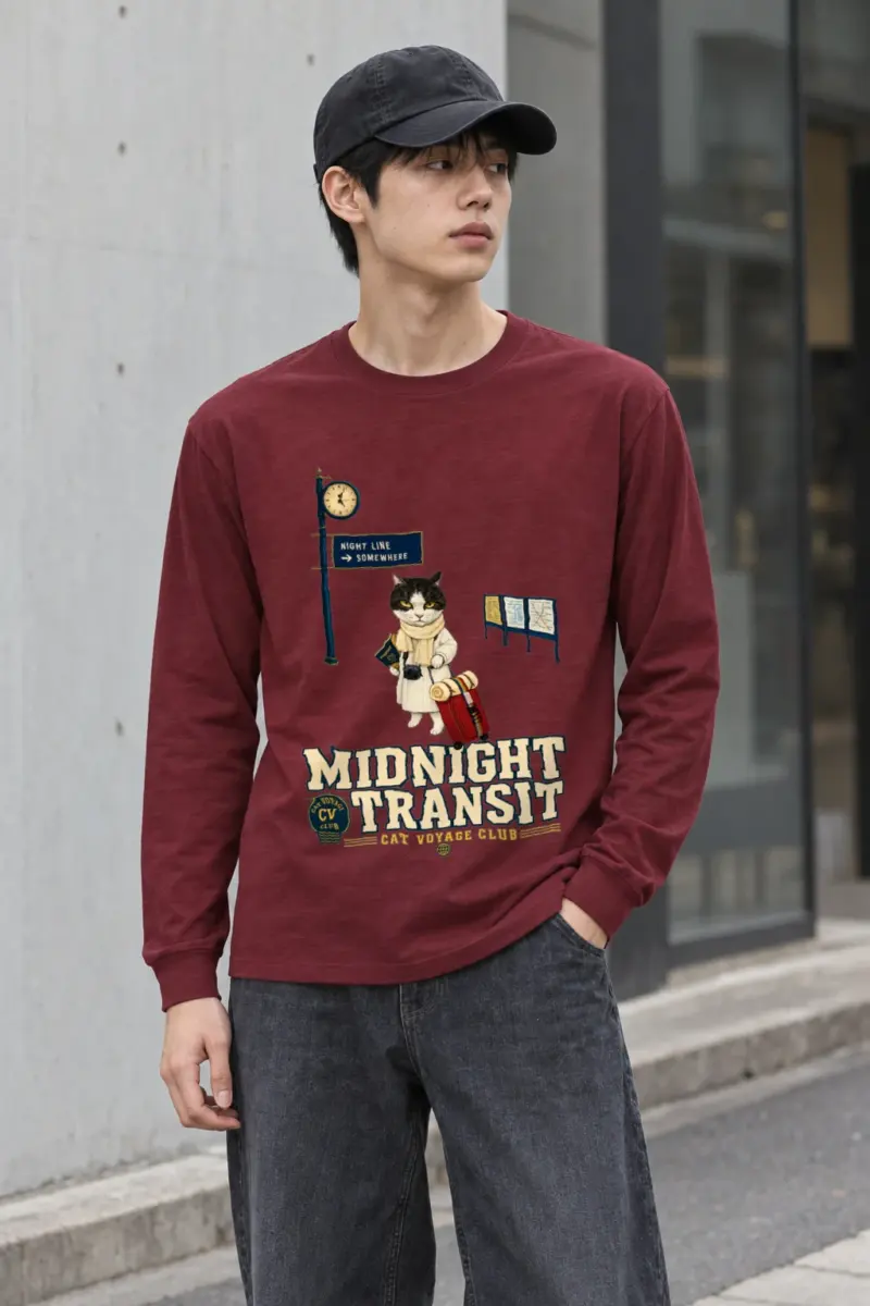 "Midnight Transit Cat" Unisex Longsleeve T-shirt