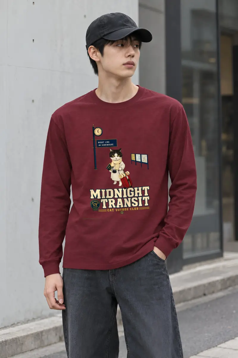 "Midnight Transit Cat" Unisex Longsleeve T-shirt