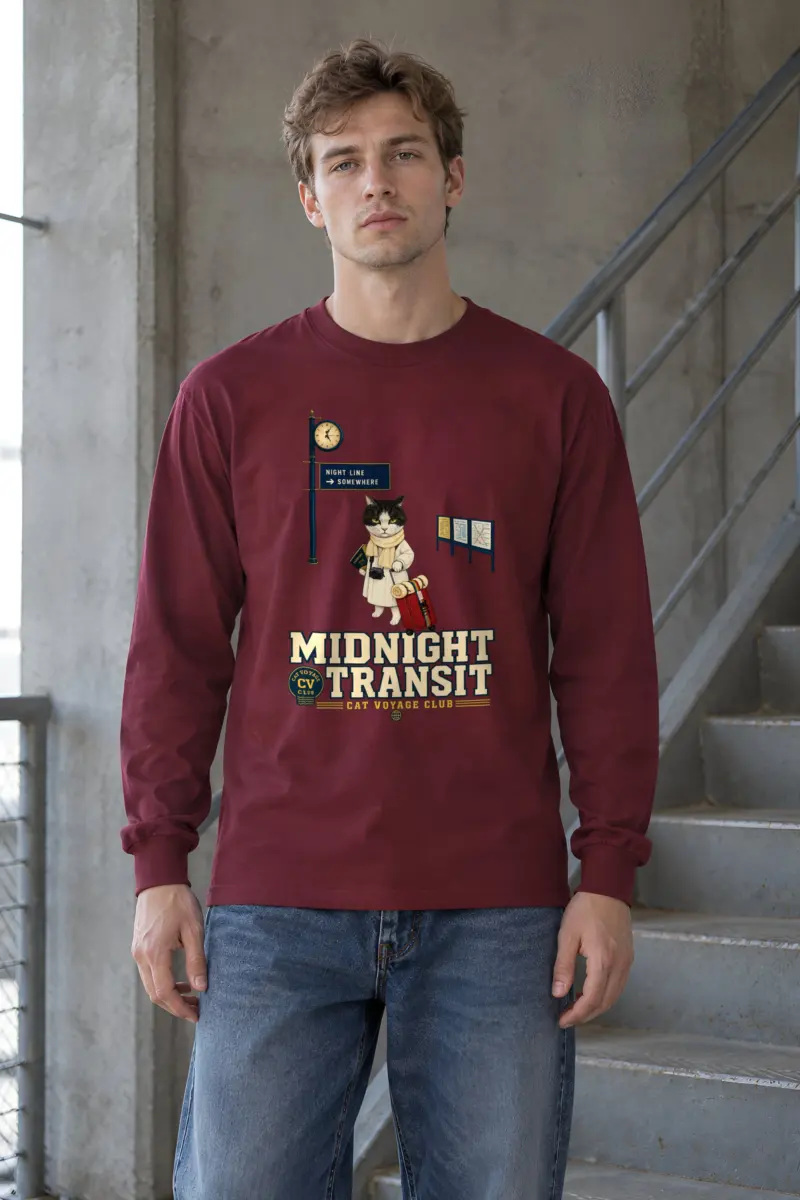 "Midnight Transit Cat" Unisex Longsleeve T-shirt